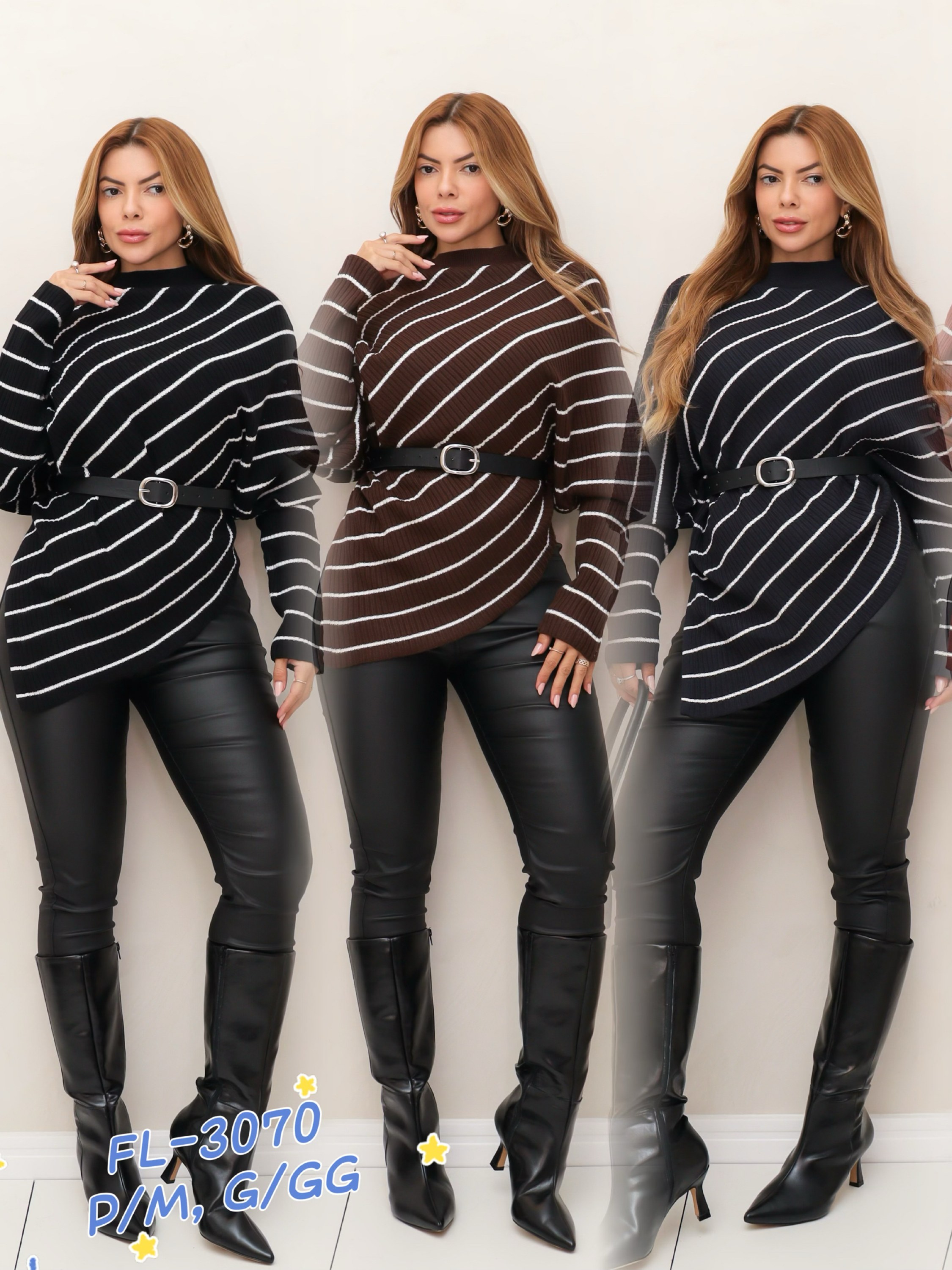 Blusa Poncho de modal com cinto importado 3070