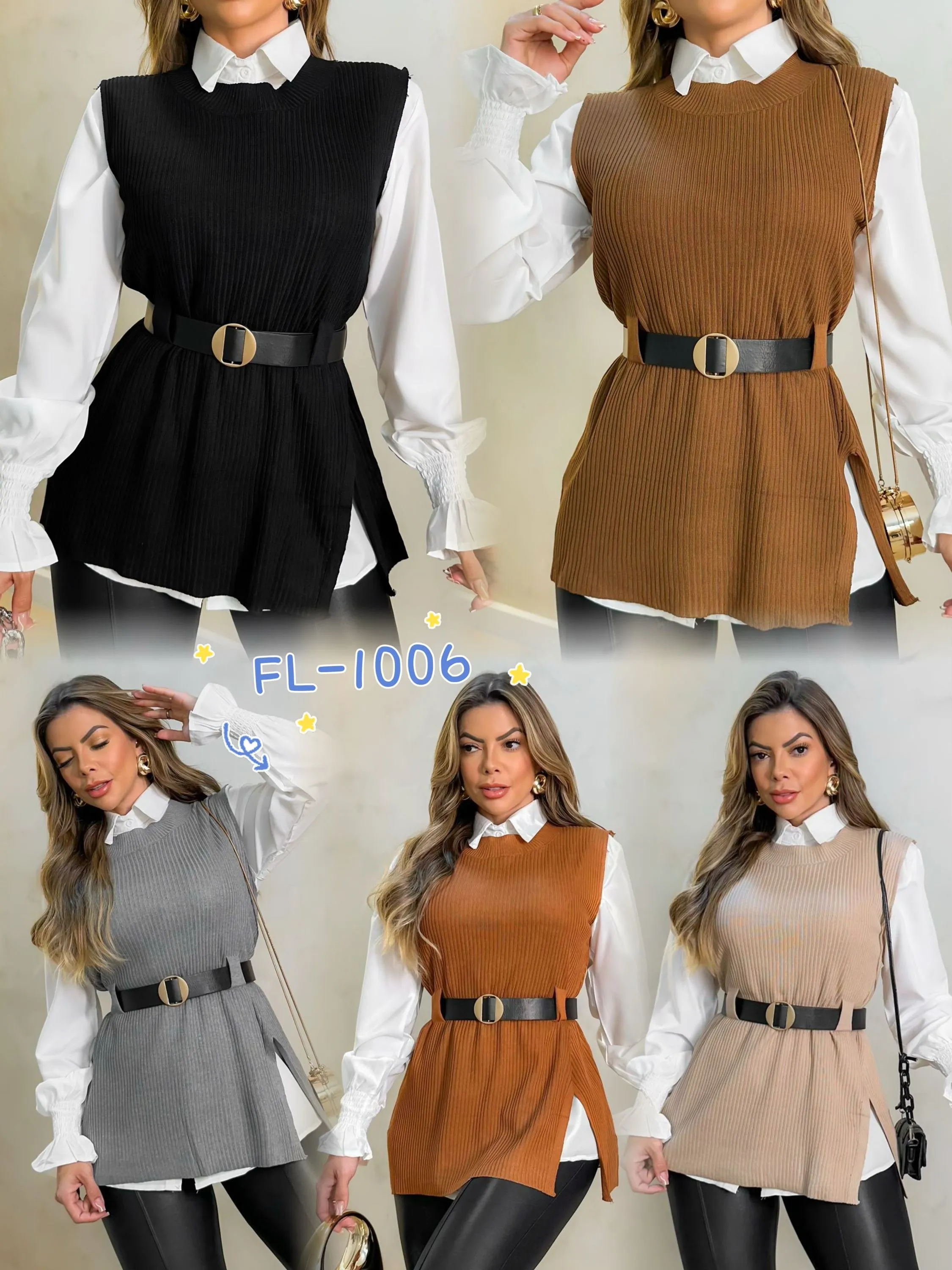 Conjunto em modal Chamise clorte com cinto  1006