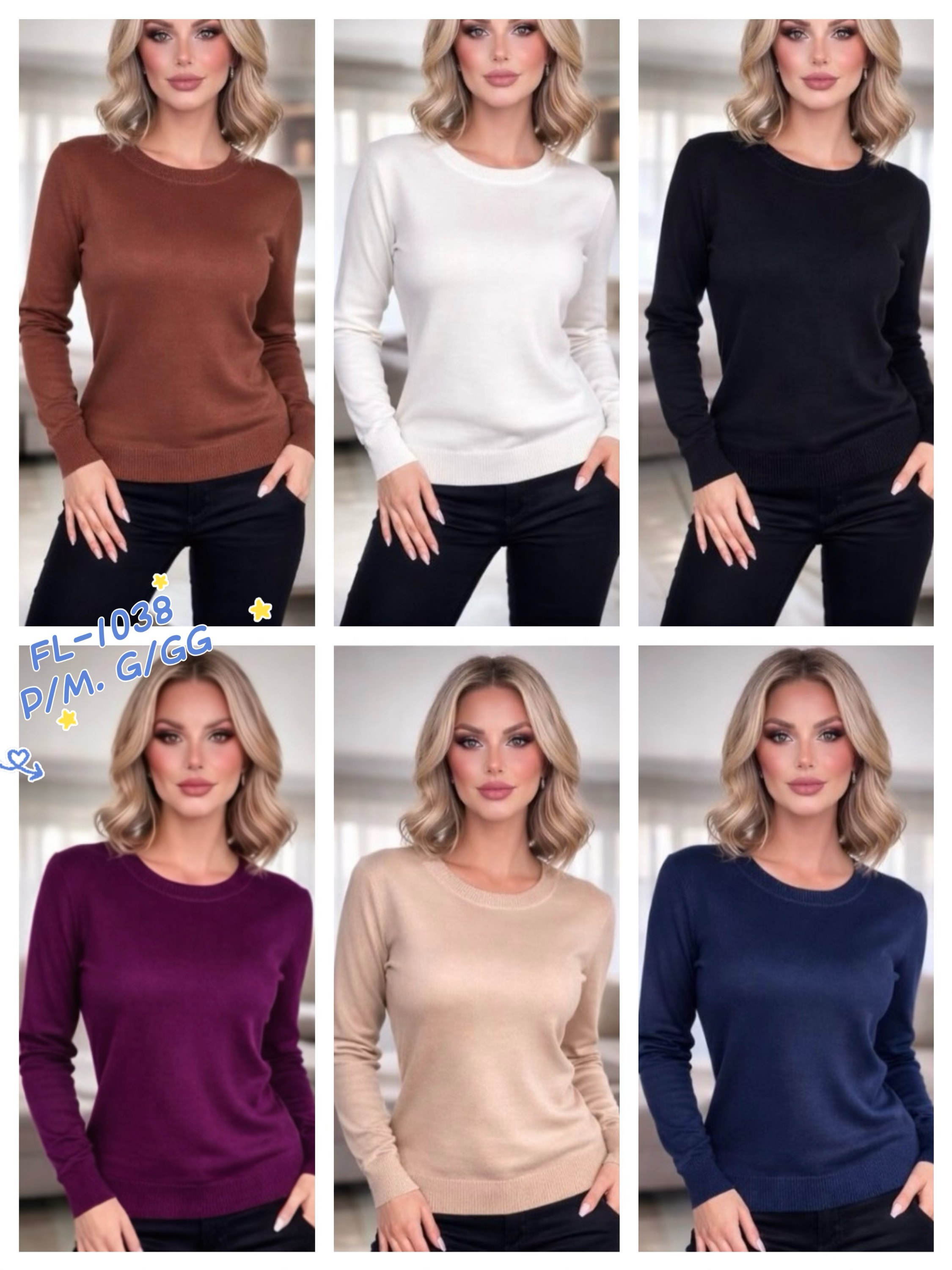 Blusa suéter Básica Gola Redonda de modal importado 1038