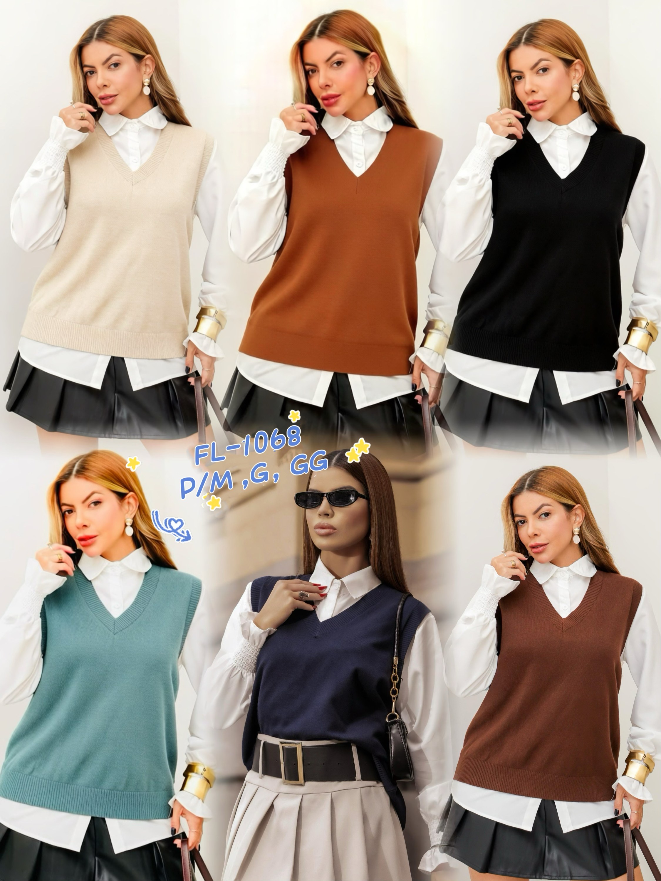 Conjunto ( camisa + colete ) de modal importado 1068