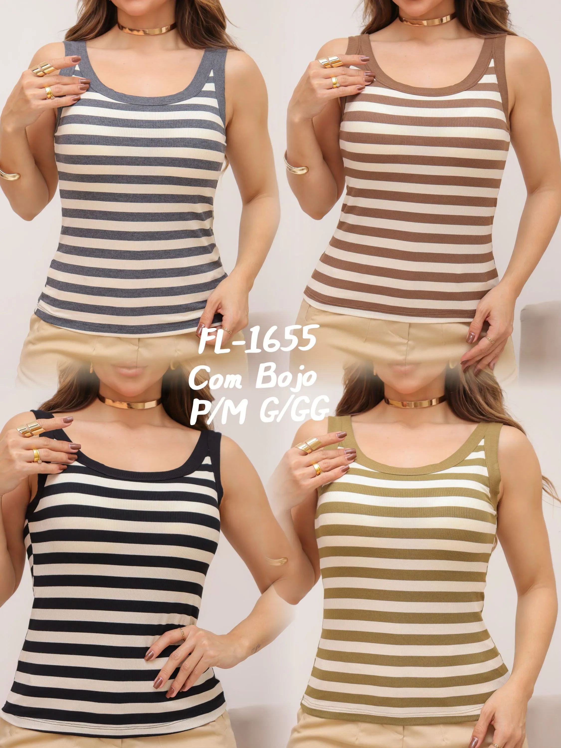 Blusa Regata canelada algodão com bojo importado Flora 1655