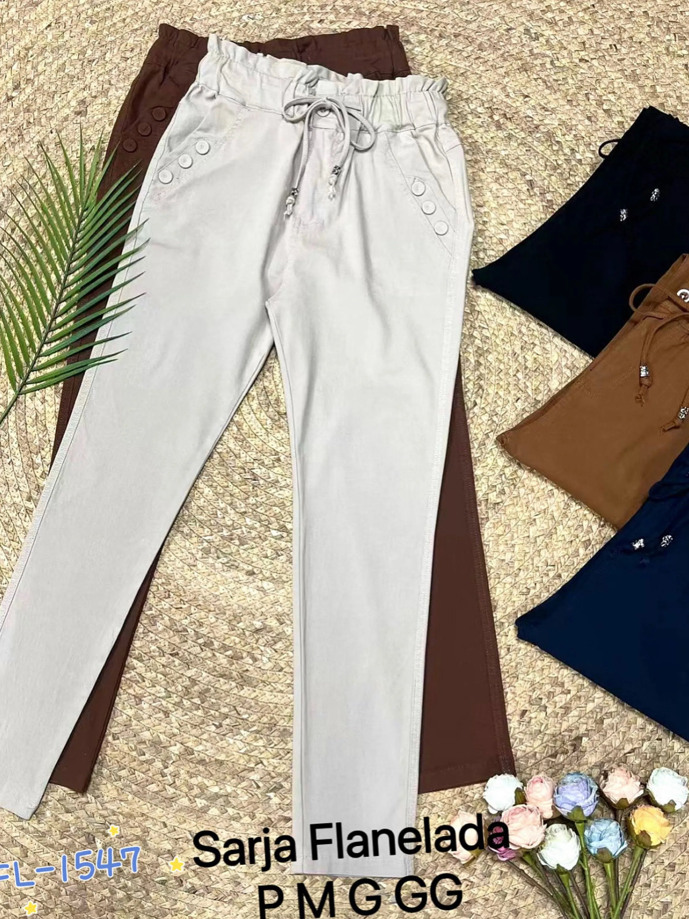 Calça Sarja Flanelada com elastano importado Flora 1537