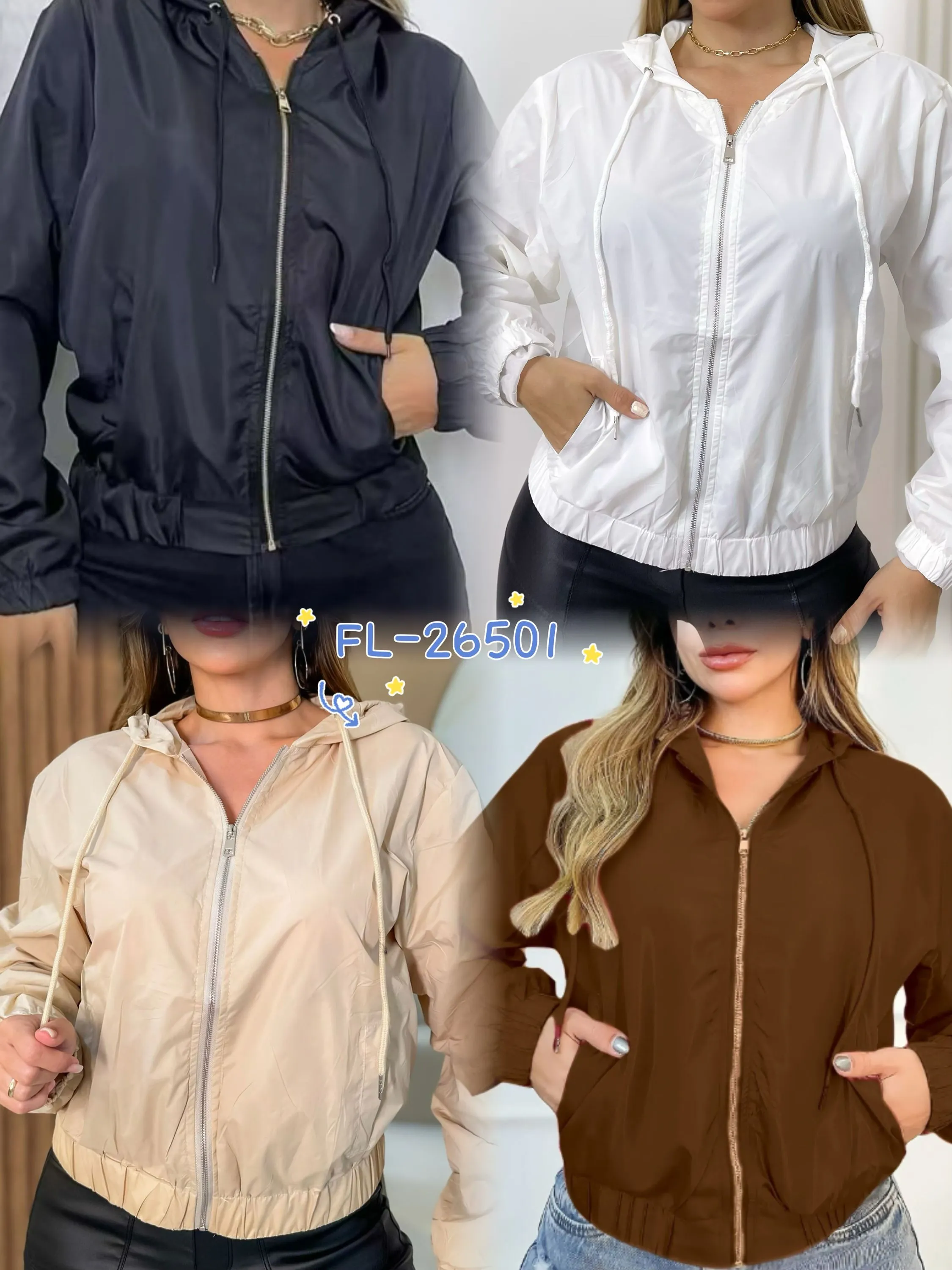 Blusa corta vento de nylon com forro importado 26501