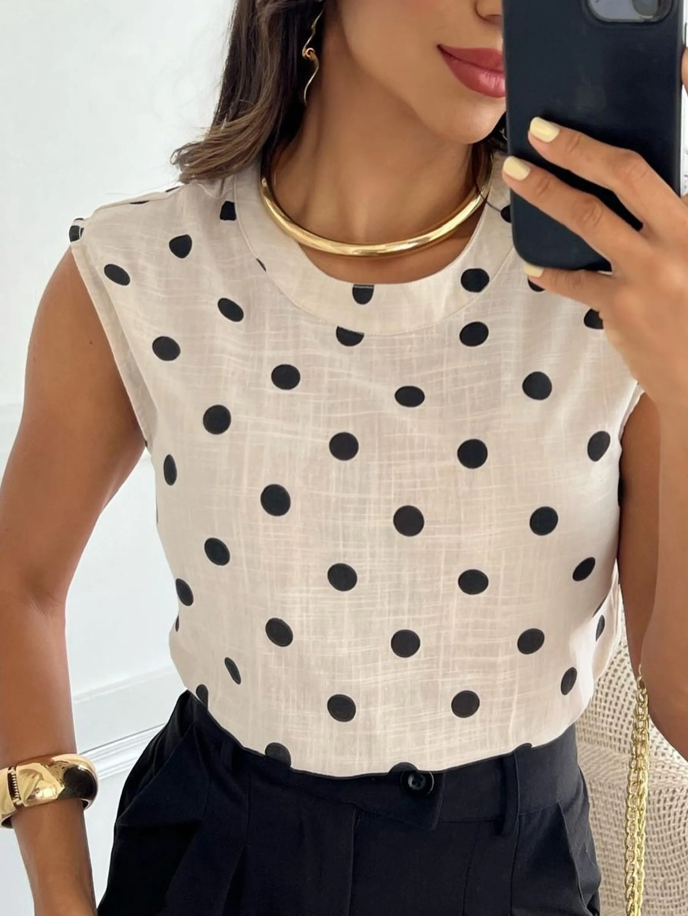 Blusa de linho com poa importado promoção 7299