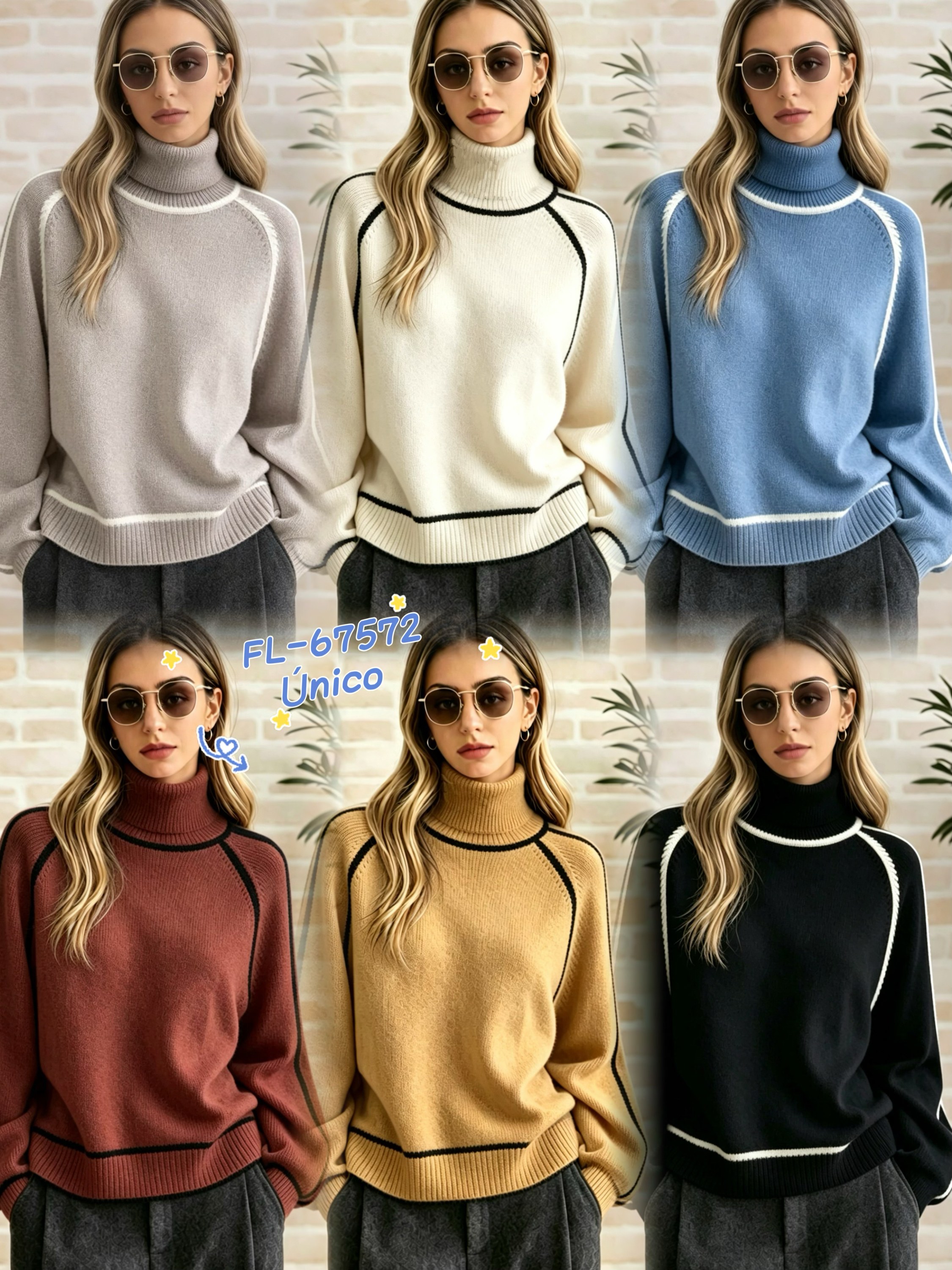 Blusa de modal grosso gola alta importado 67572