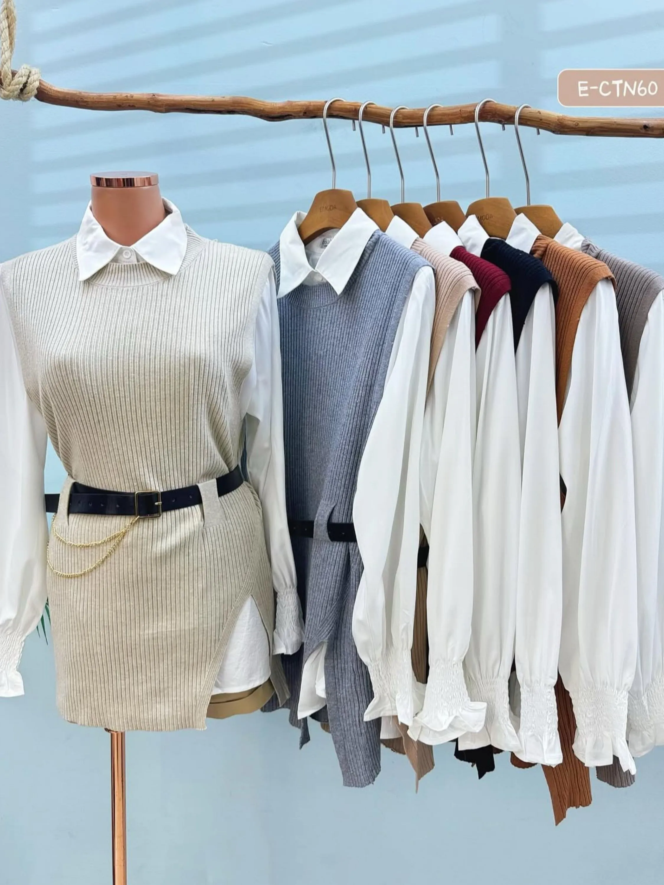 Conjunto modal (camisa +colete+cinto)importafo 60