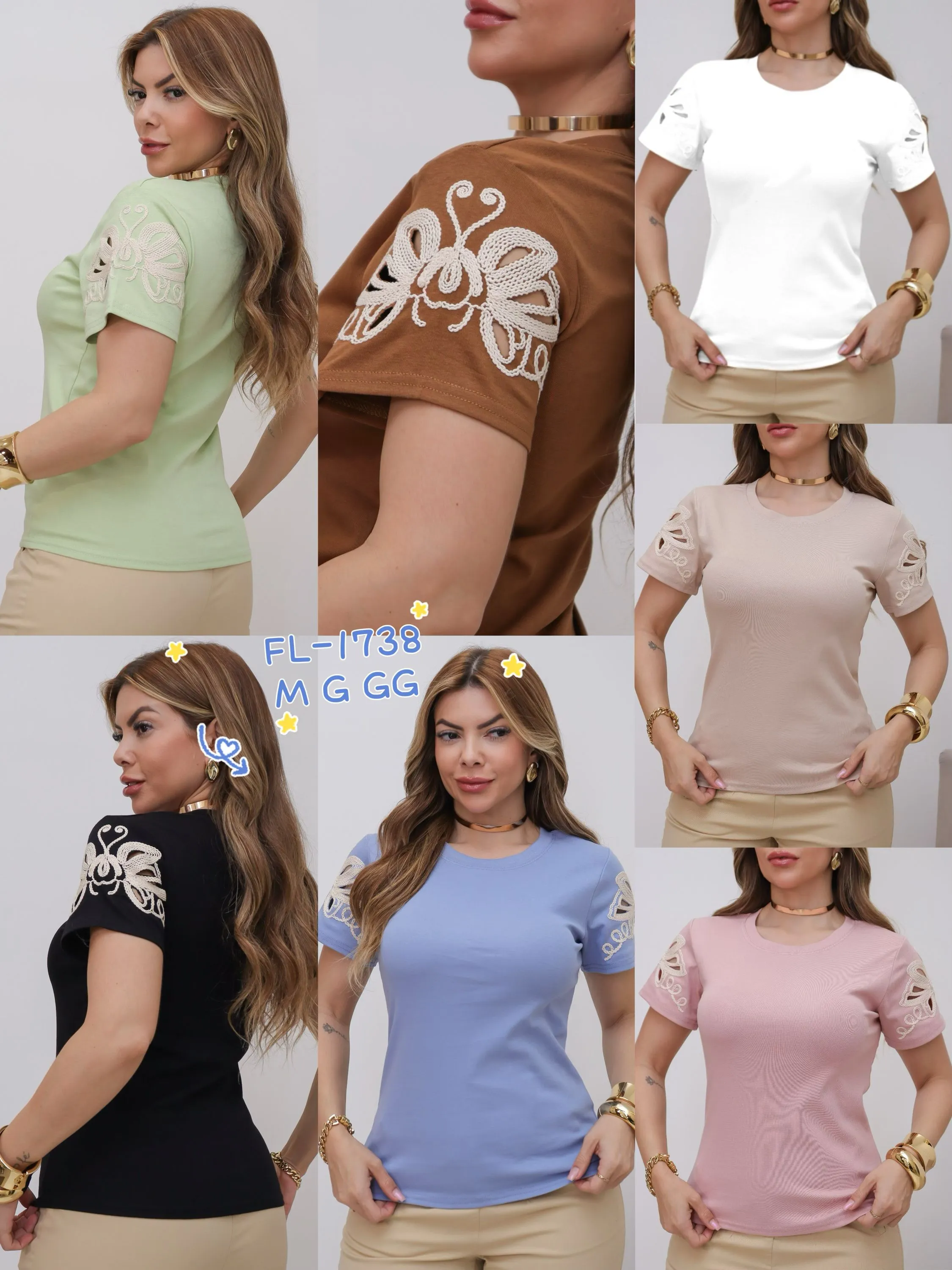 Blusa Algodão Canelado importado Flora 1738
