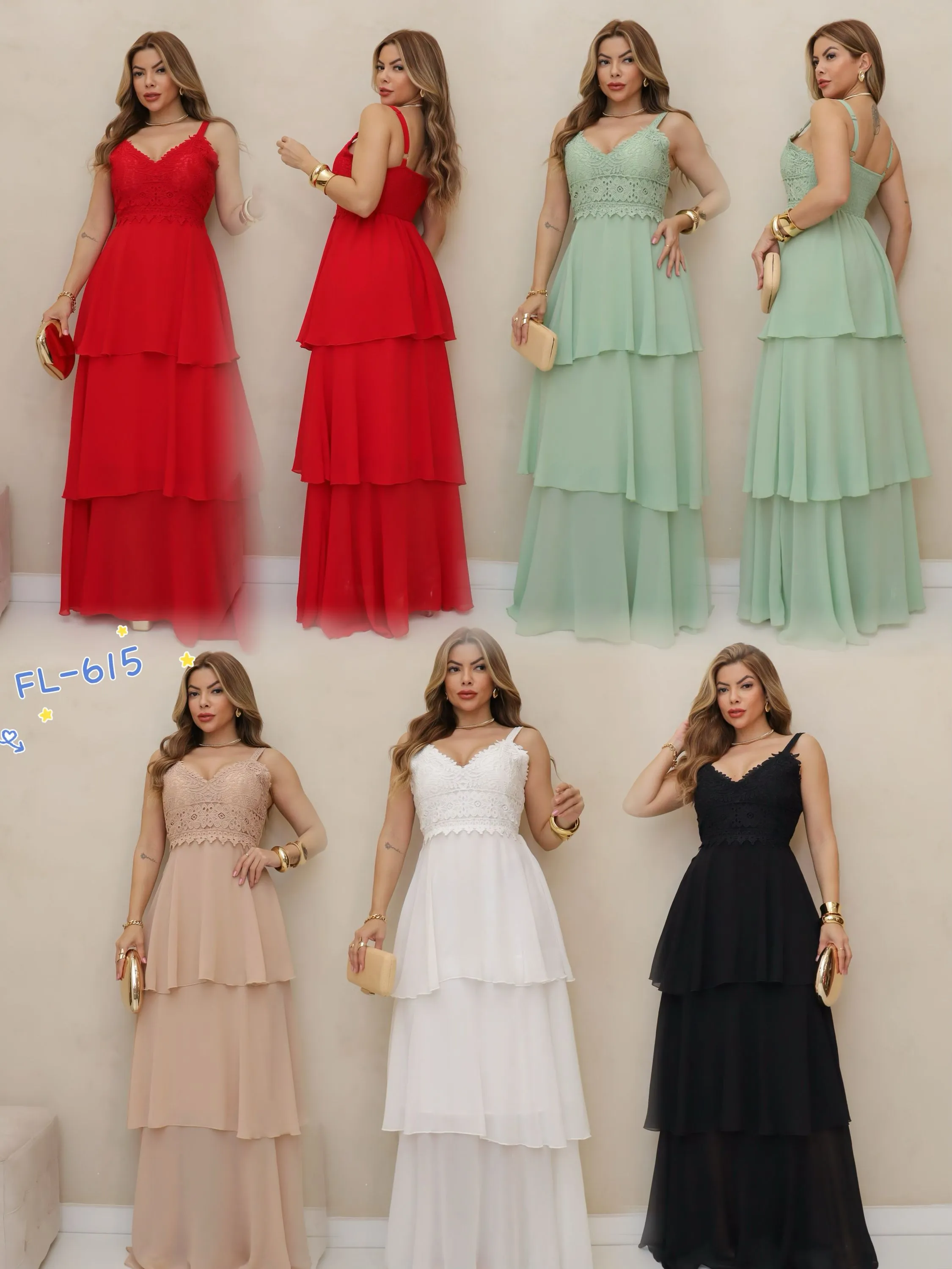 Vestido longo 3 marias com forro com bojo 615