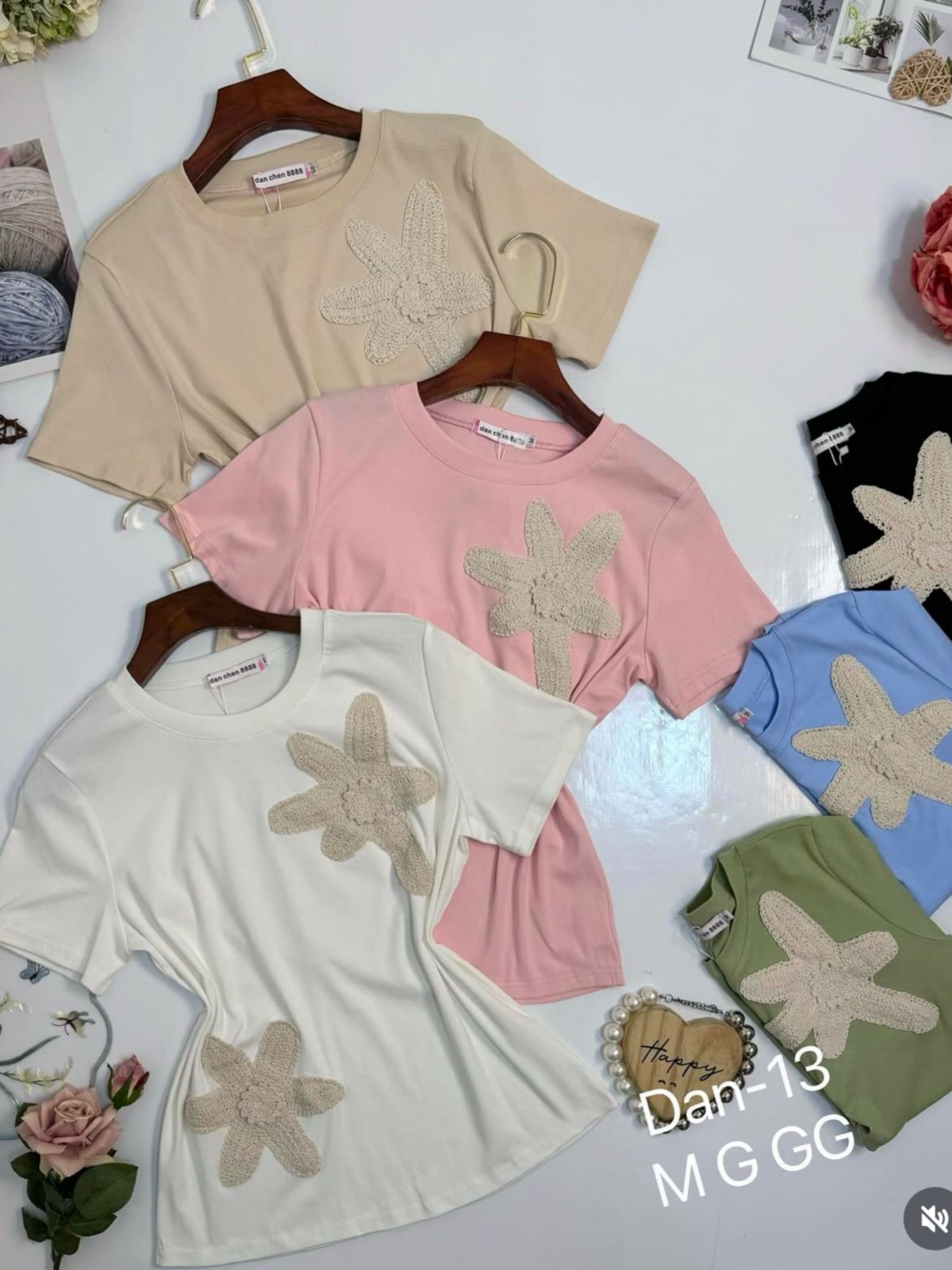 Blusa de algodão canelado bordado importado Y13