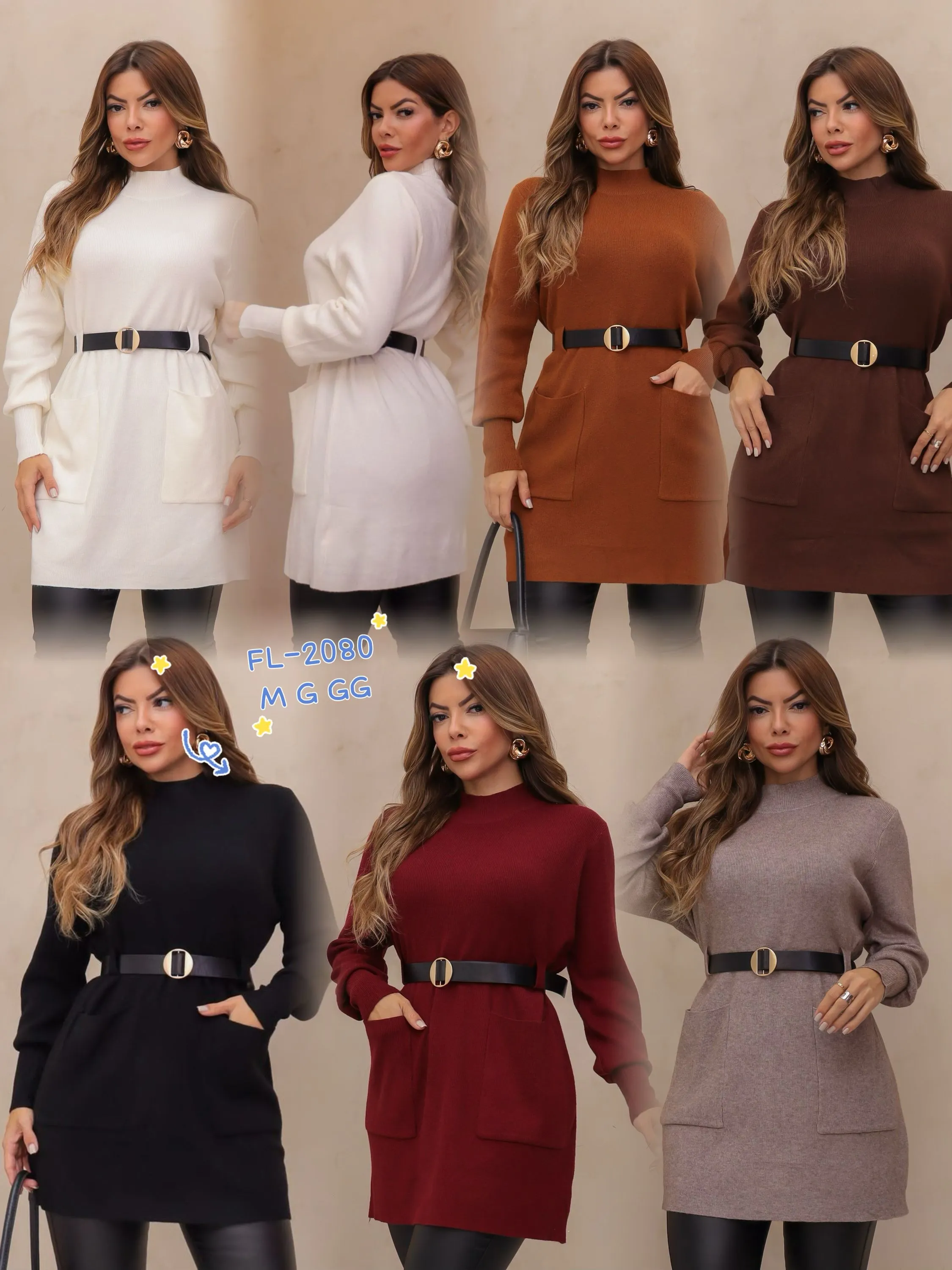 Blusa poncho modal de lã com cinto importado Flora 2080
