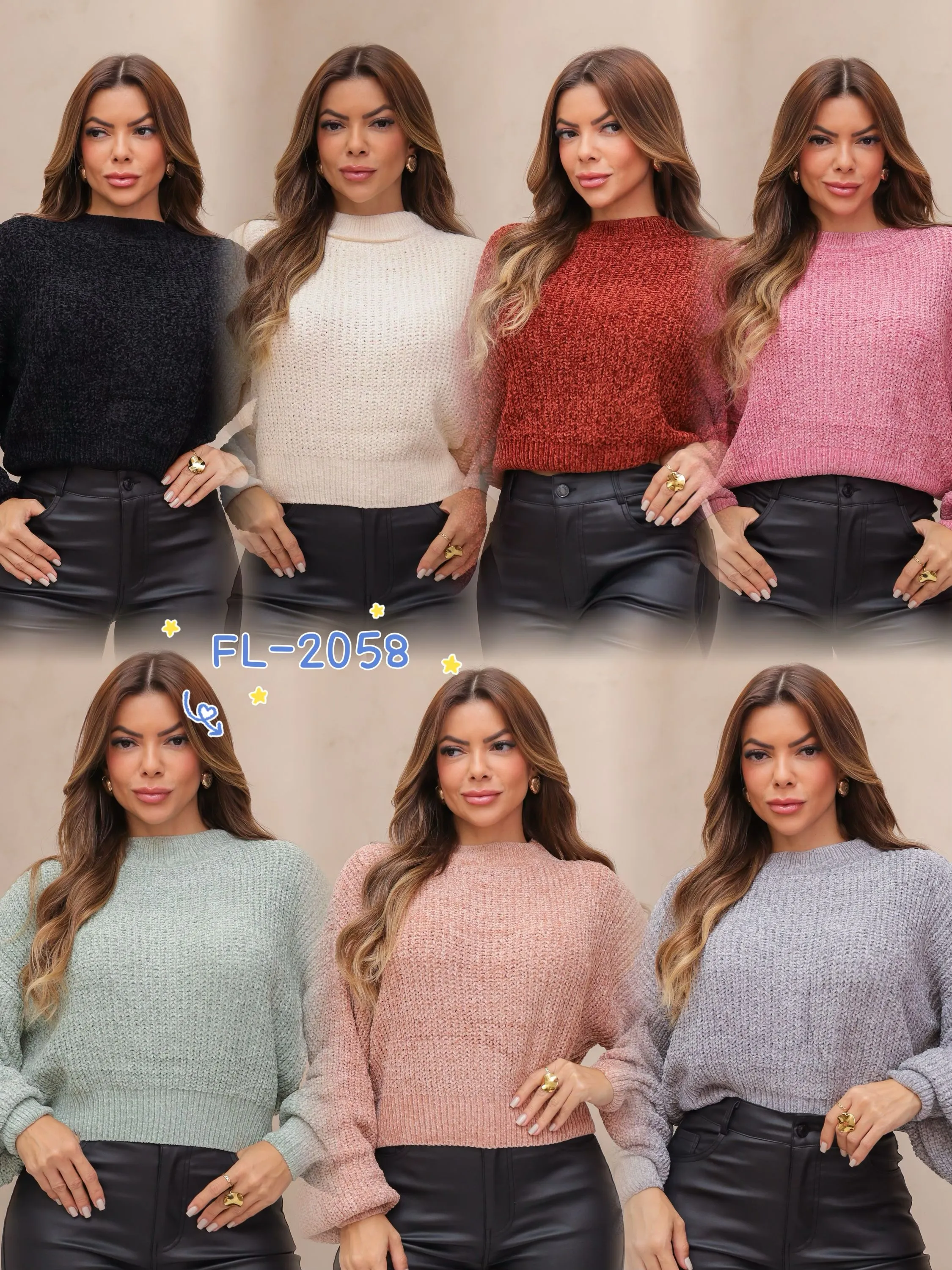 Blusa mousse manga bufante importado Flora 2058