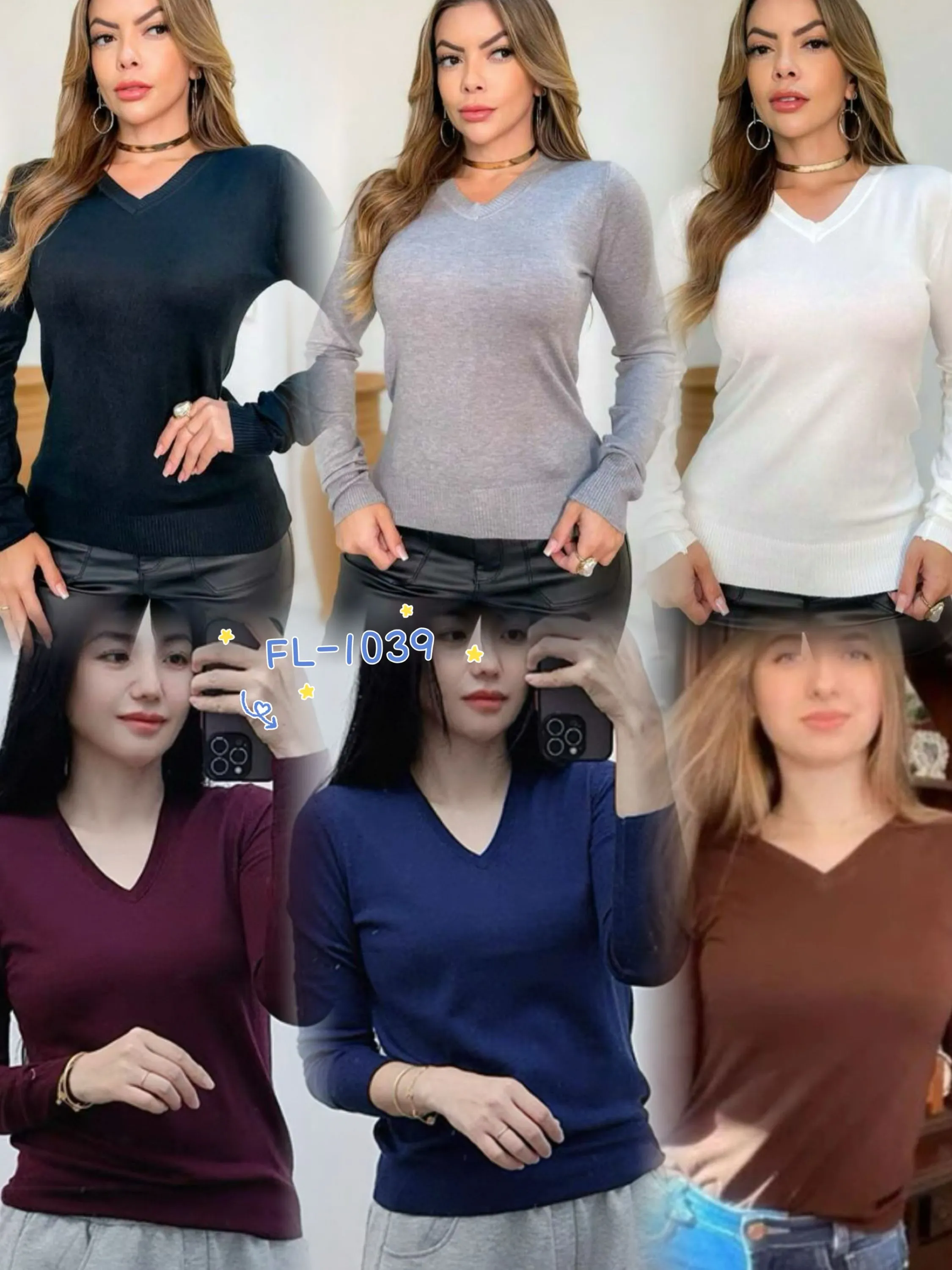 Blusa básica gola V modal Flora 1039