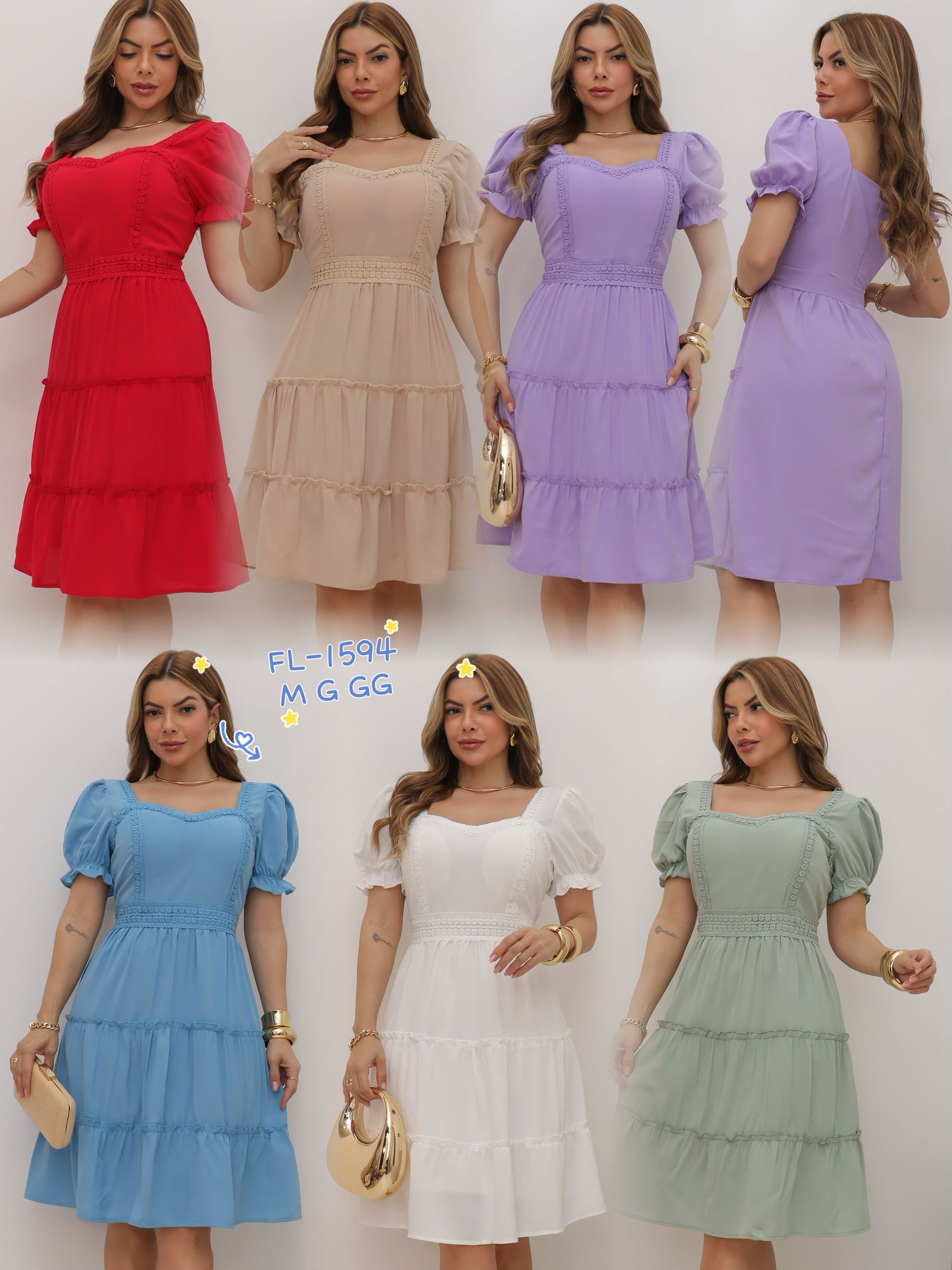 Vestido curto com bojo importado Flora 1594