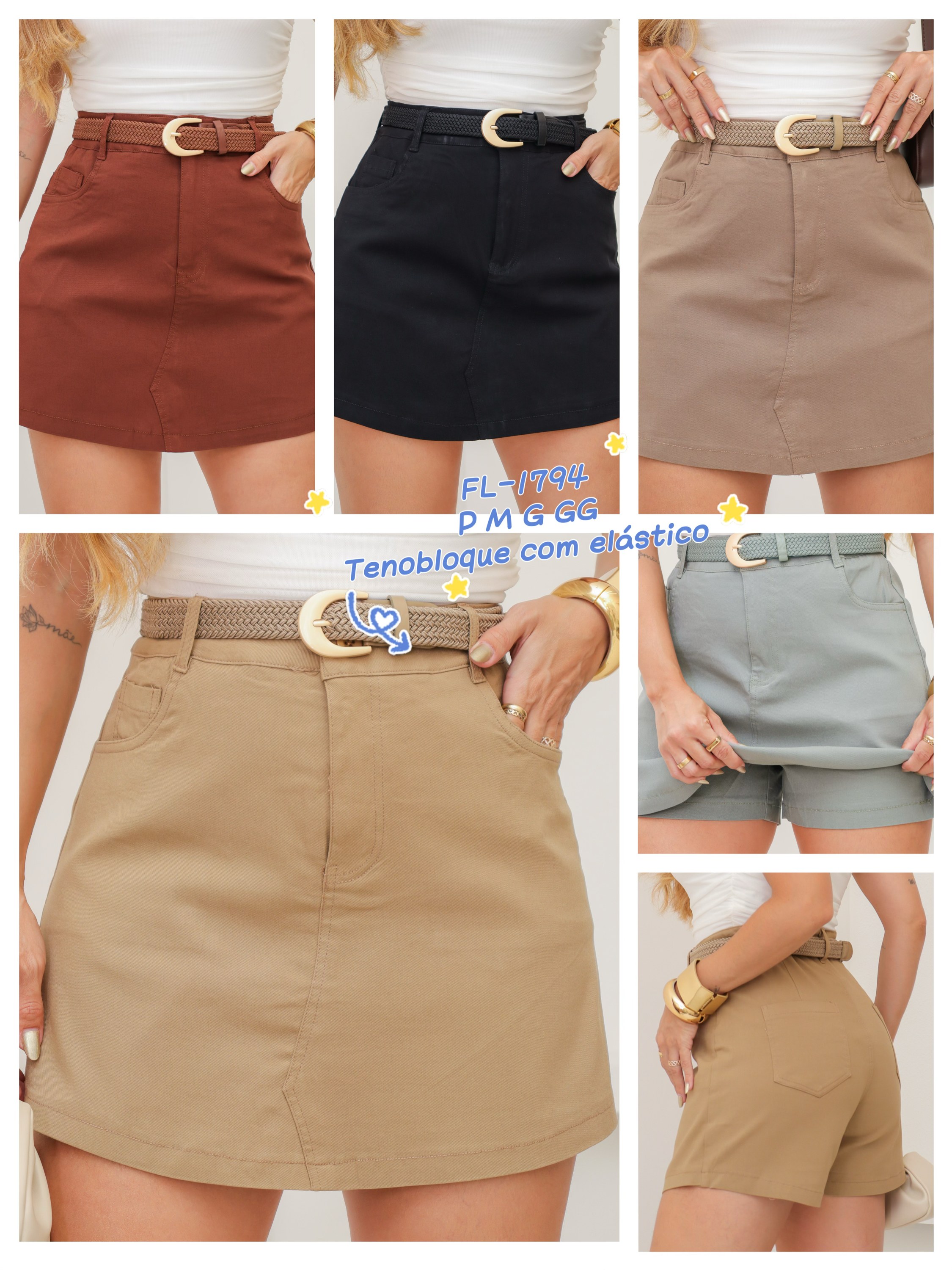 Short Saia - tenoblque com elastano importado 1794