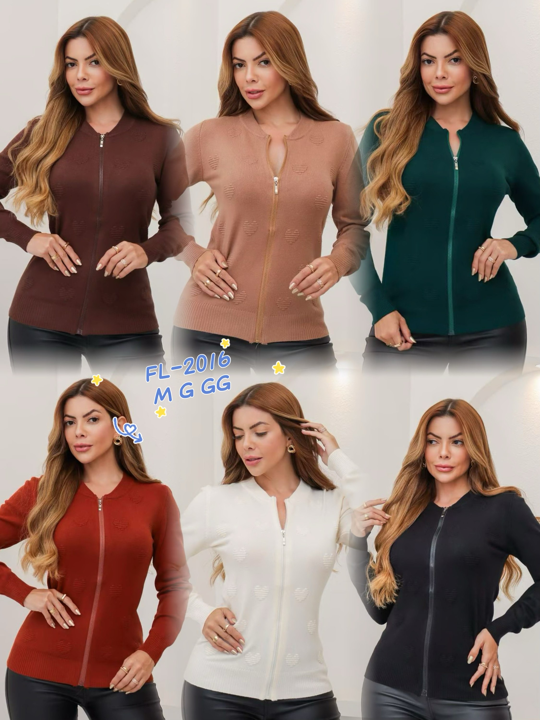 Blusa casaco de modal com zíper importado 2016