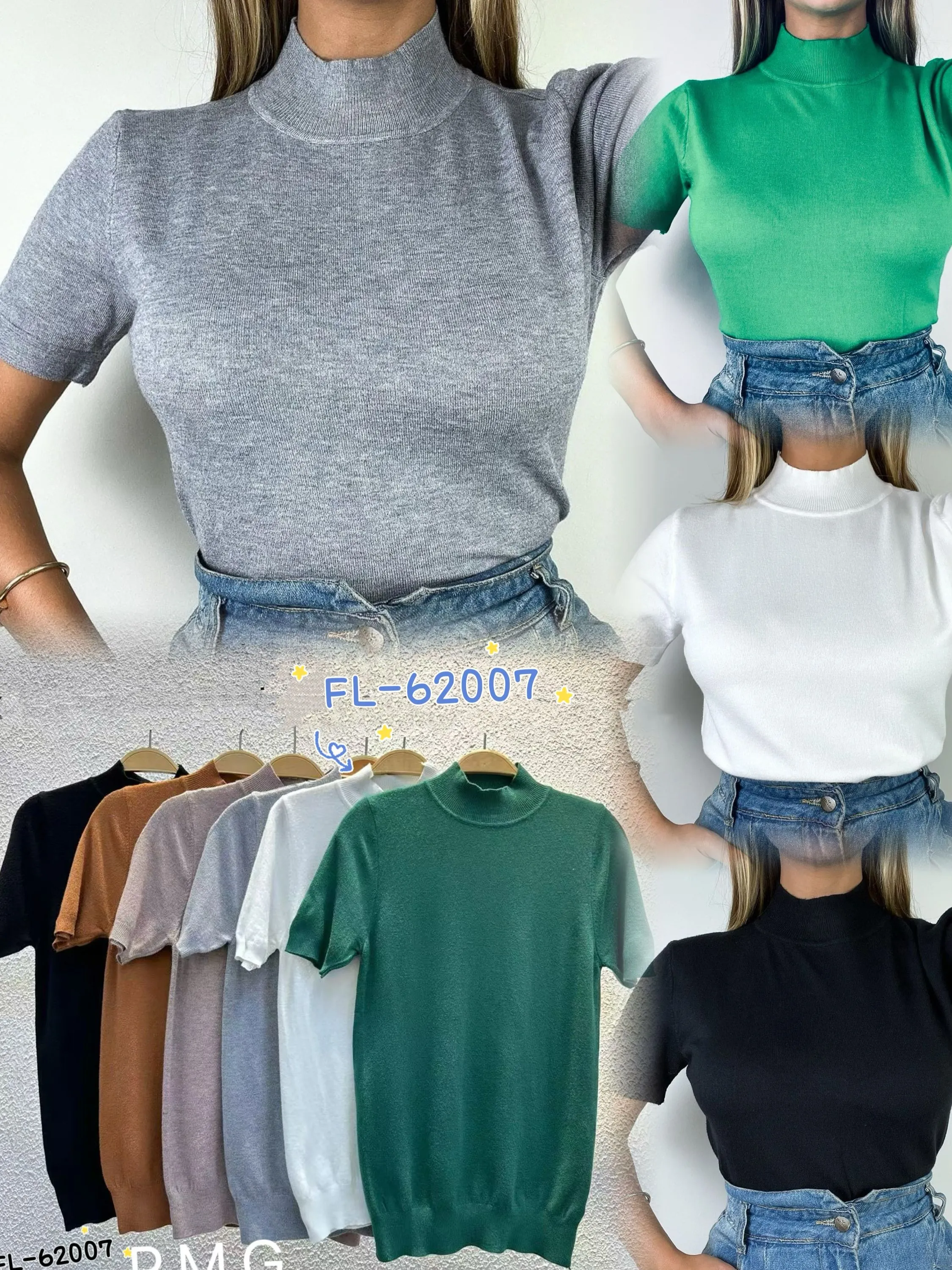 Blusa modal de lã manga curta imprtado Flora 62007