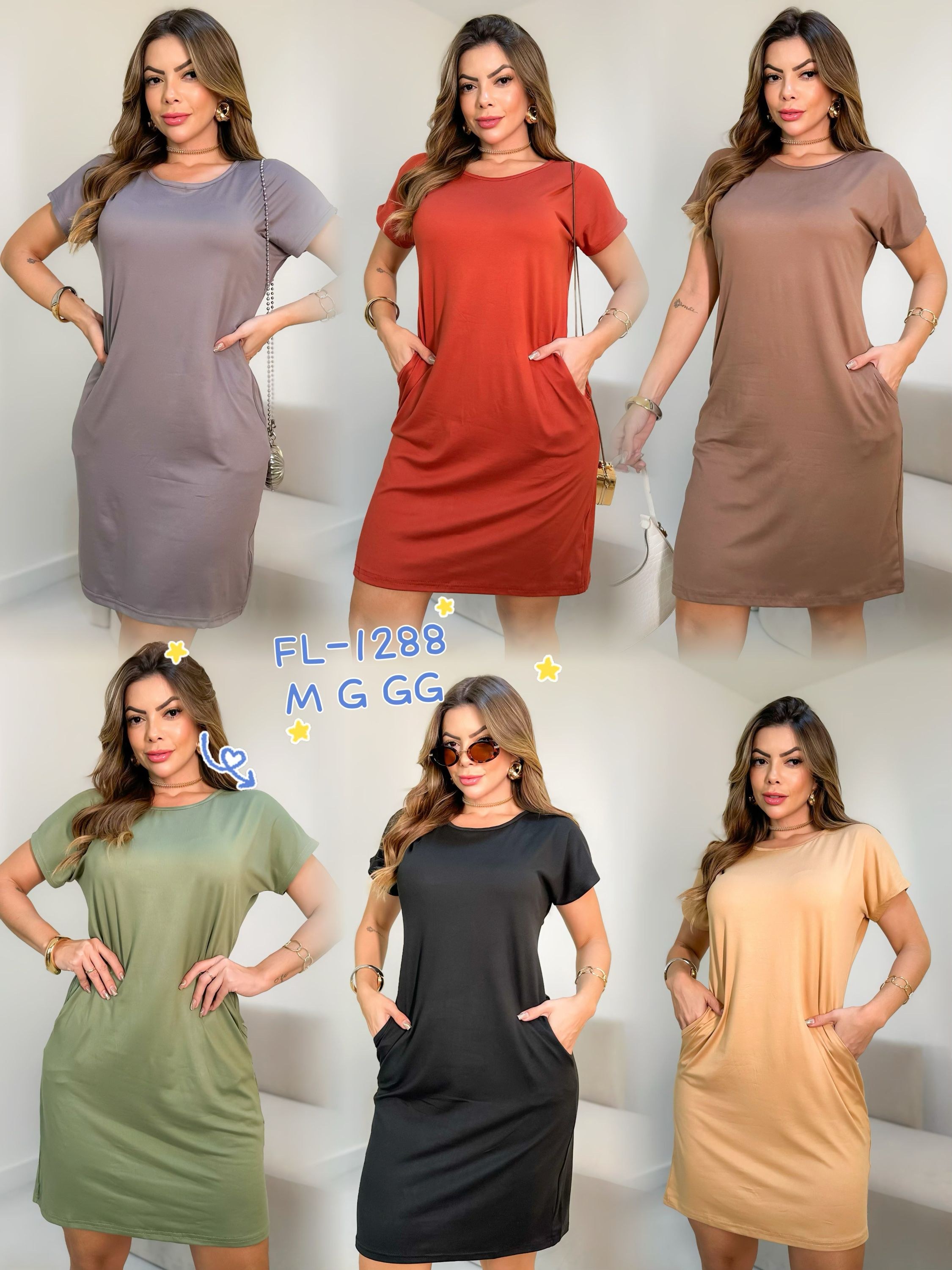 Vestido curto em malha fria importado Flora 1288