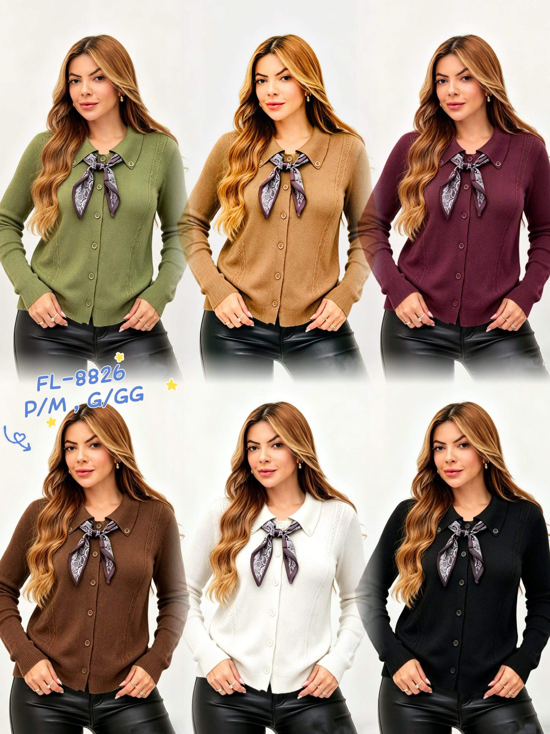 Blusa casaco de modal com lenço importado 8826