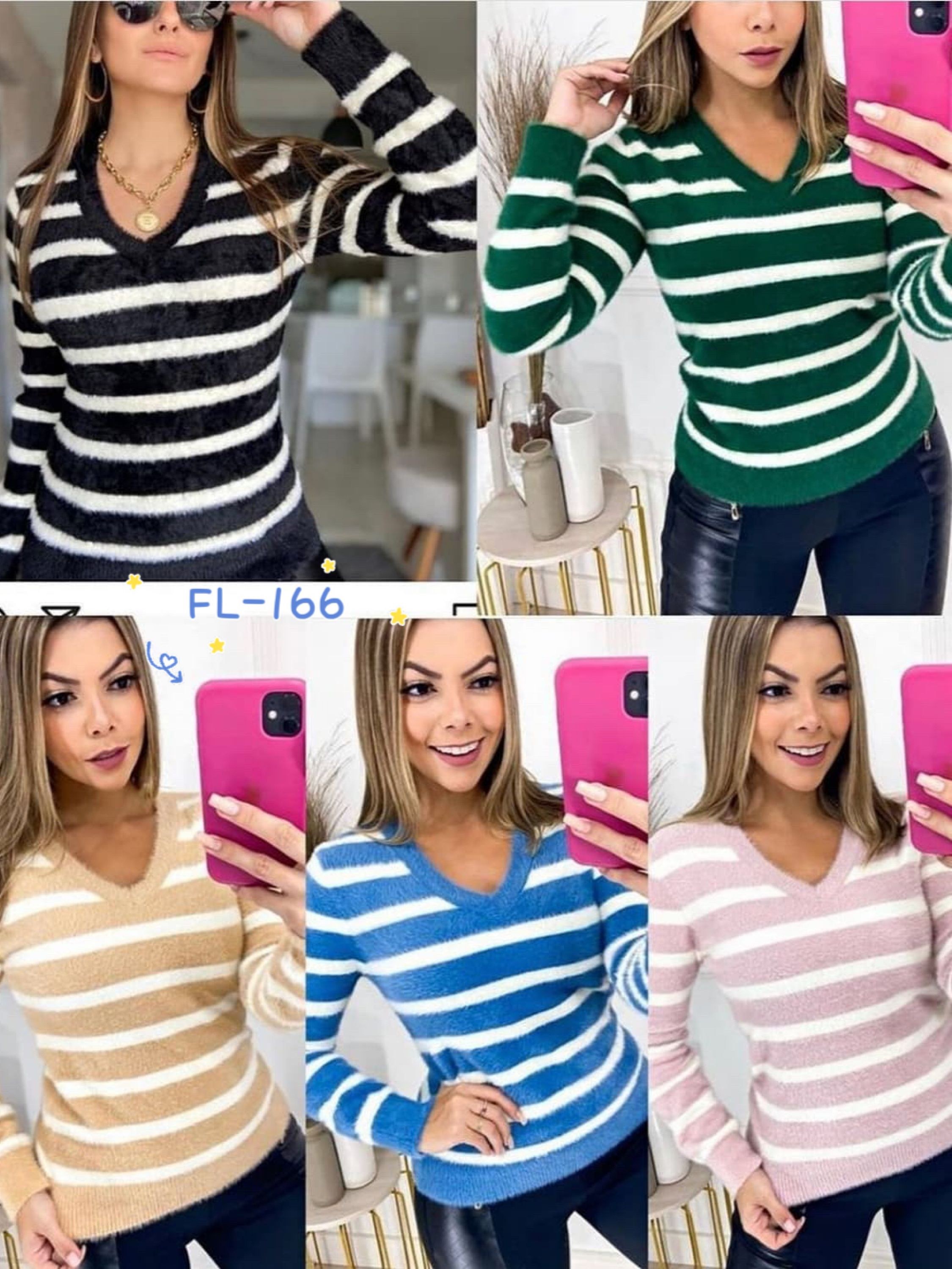 Blusa Pelinho Grosso Decote V importado Flora 166