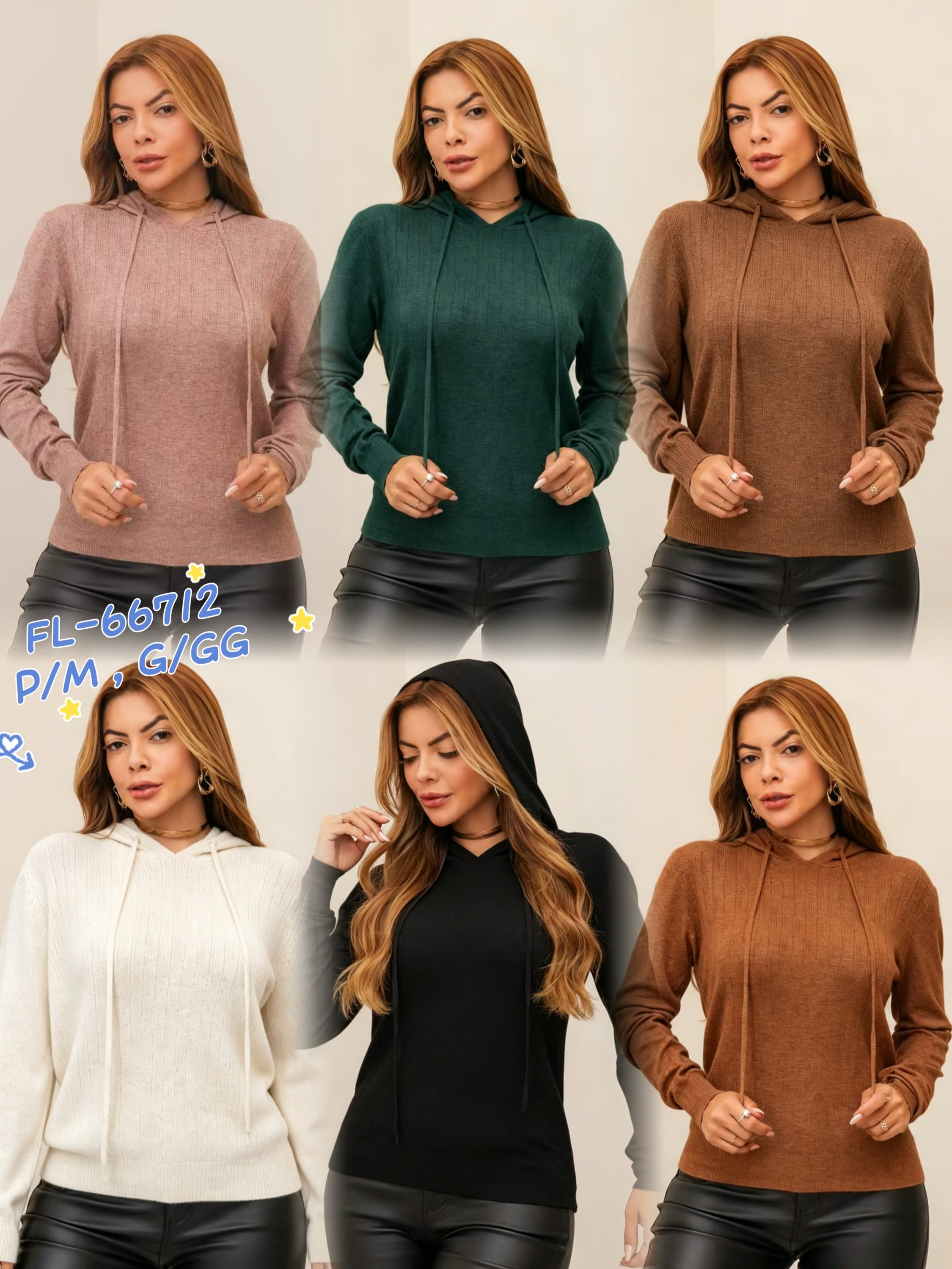 Blusa de modal com capuz importado 66712