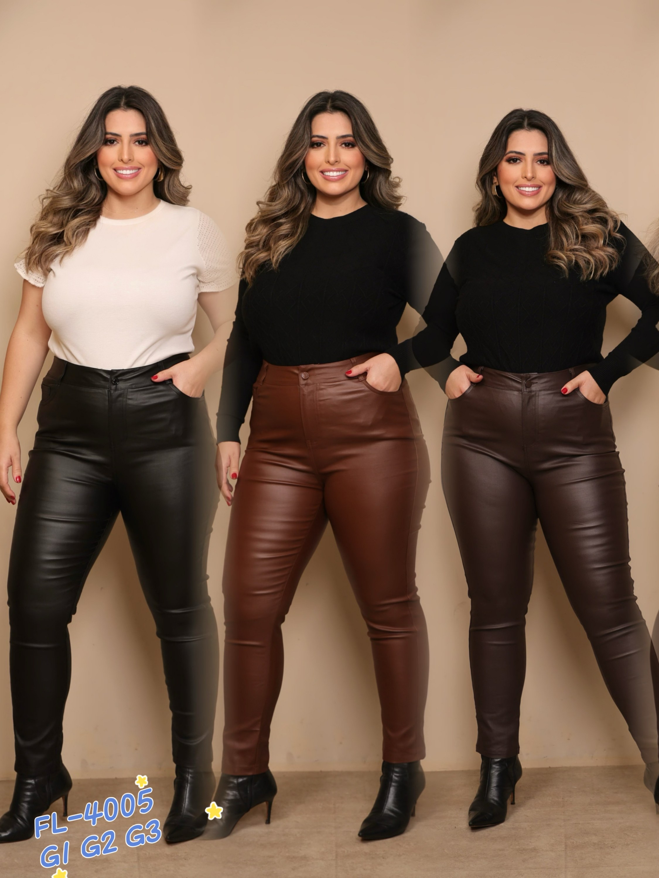 Plus size calça de resinada importado 4005
