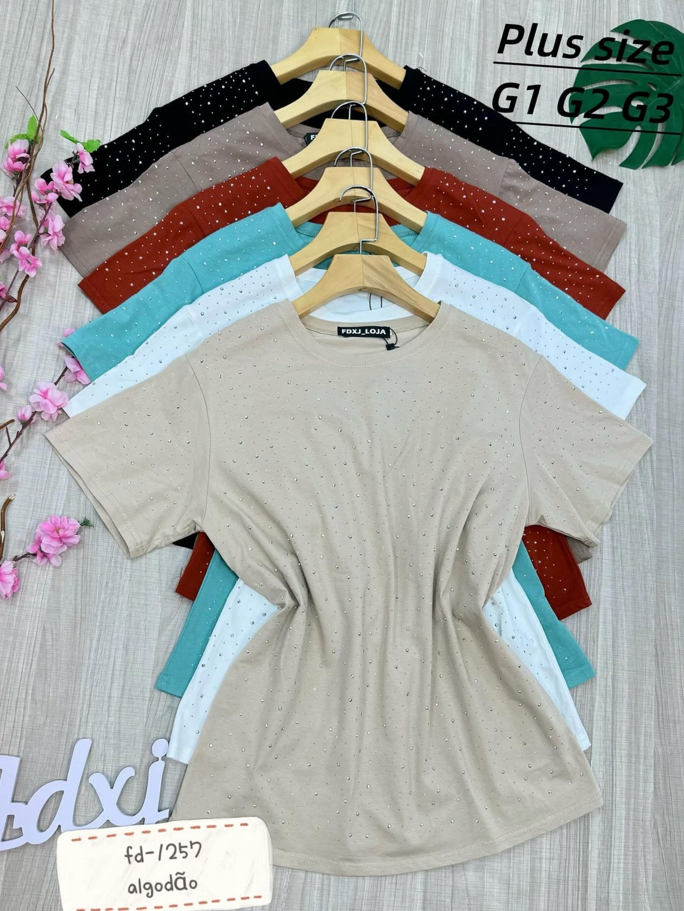 Blusa plus size de algodão T-shirts importado Flora 1257