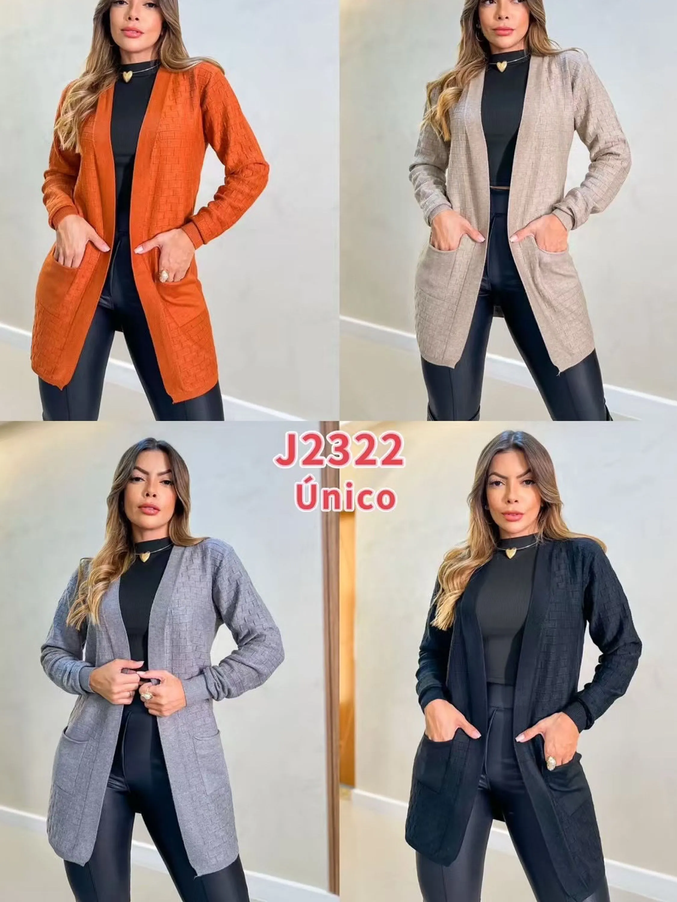 Blusa cardigan modal de lã grosso importado Flora 2322