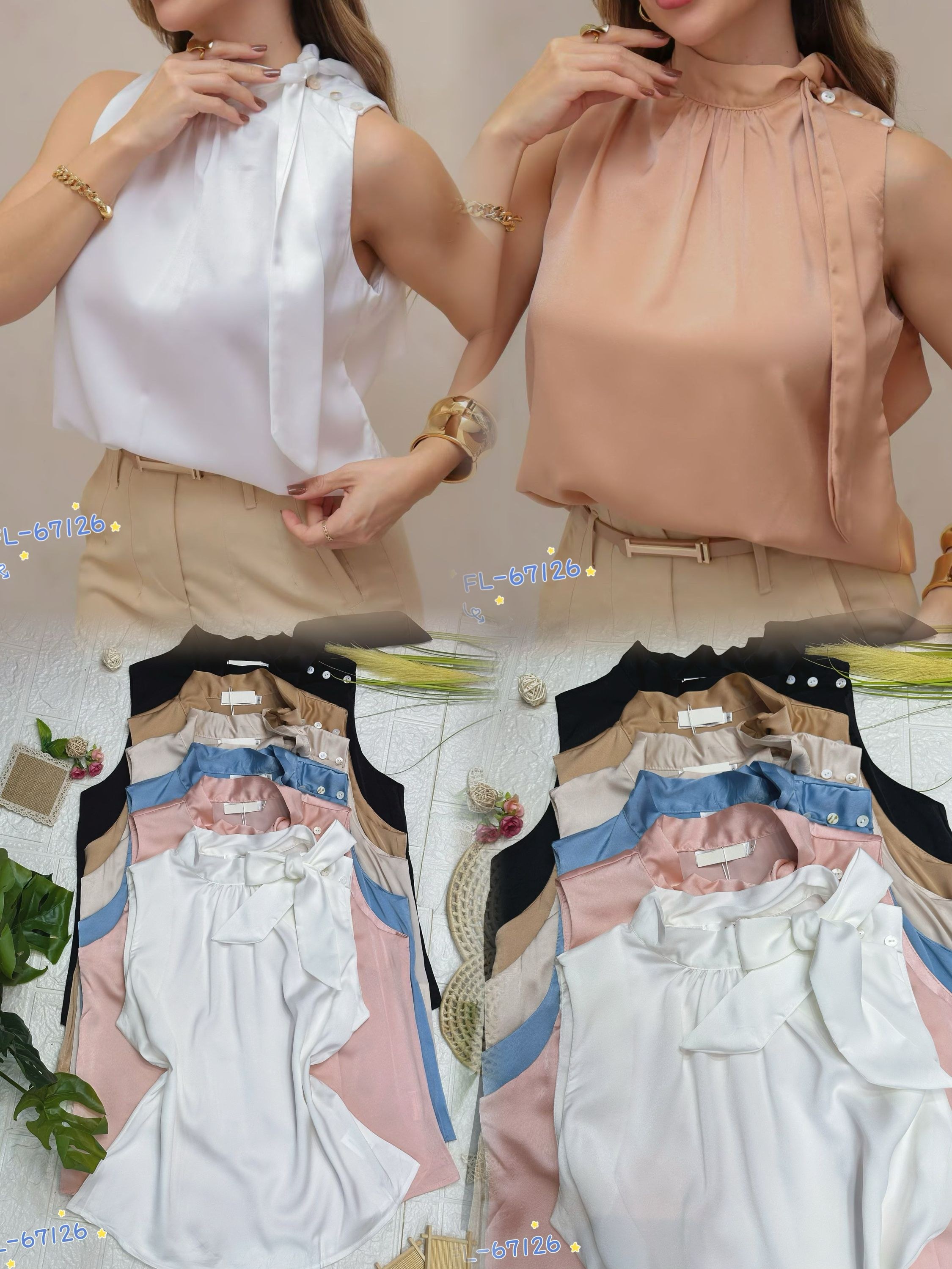 Blusa regata de cetim importado Flora 67126