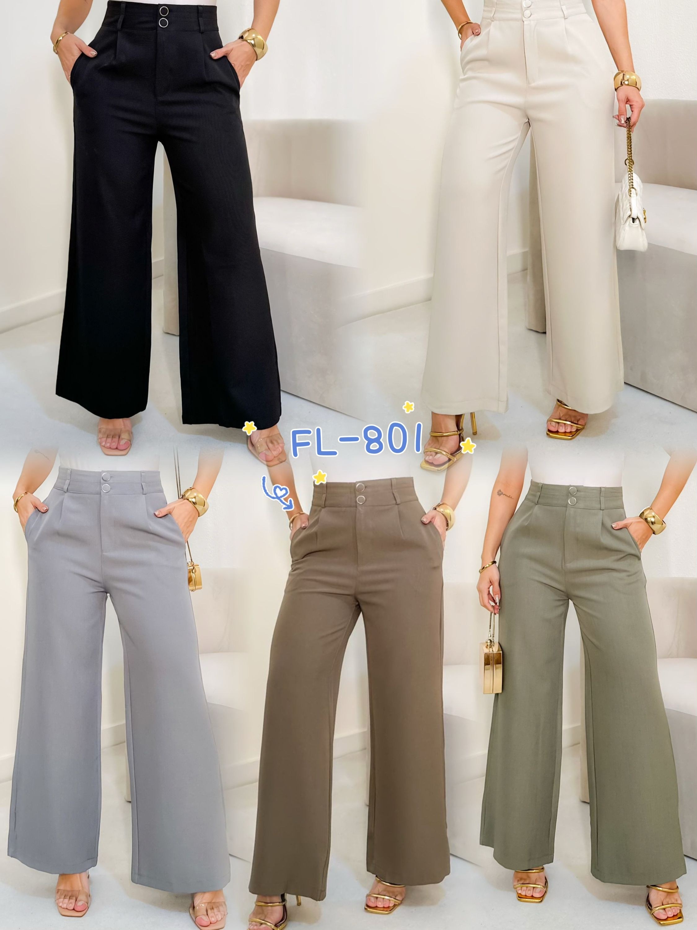 Calça pantalona de alfaiataria importado Flora 801