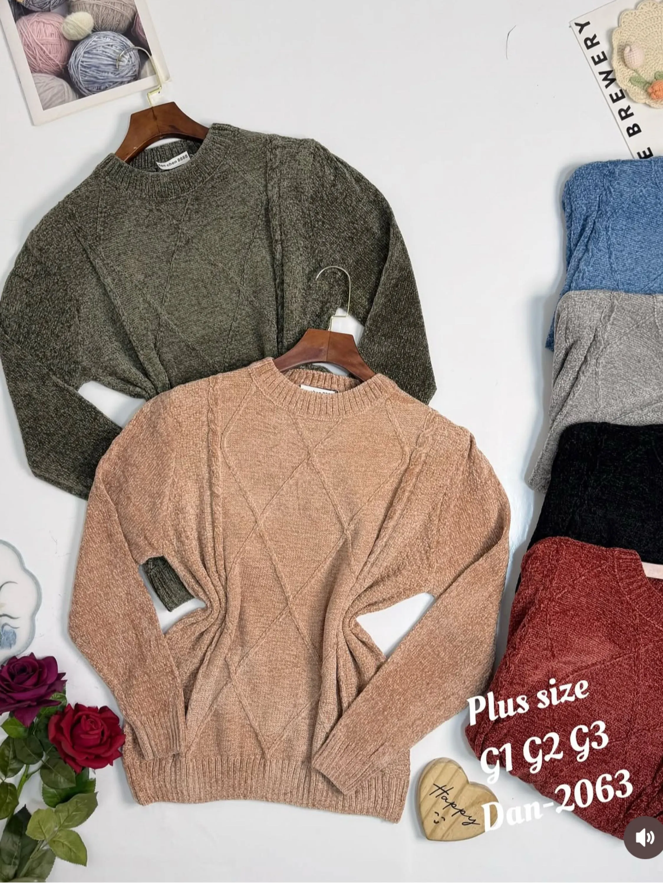 Blusa Plus Size mousse chenille importado Flora 2063