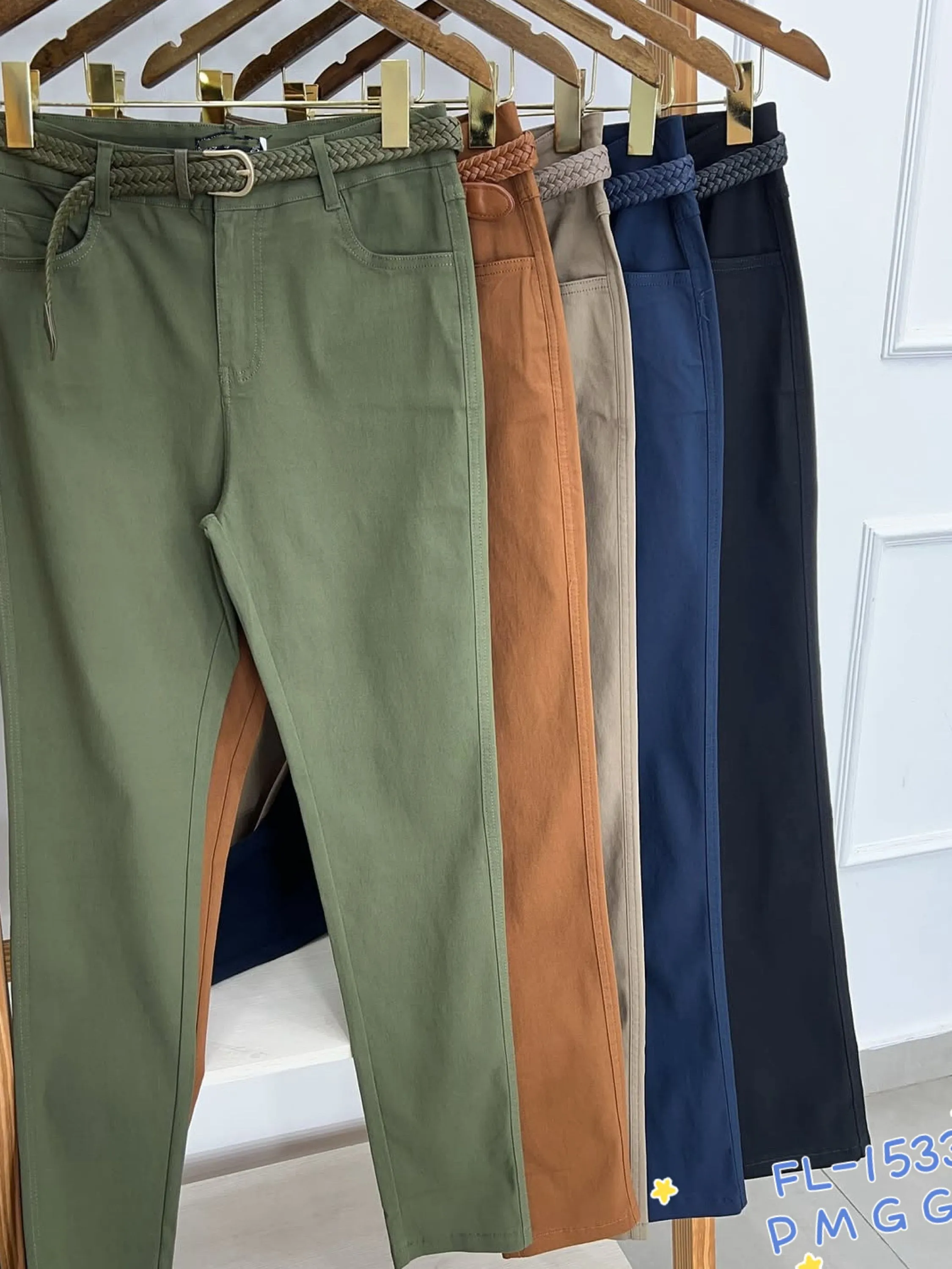 Calça de tenoblque sarja com elástico bem 2025 verão 1533