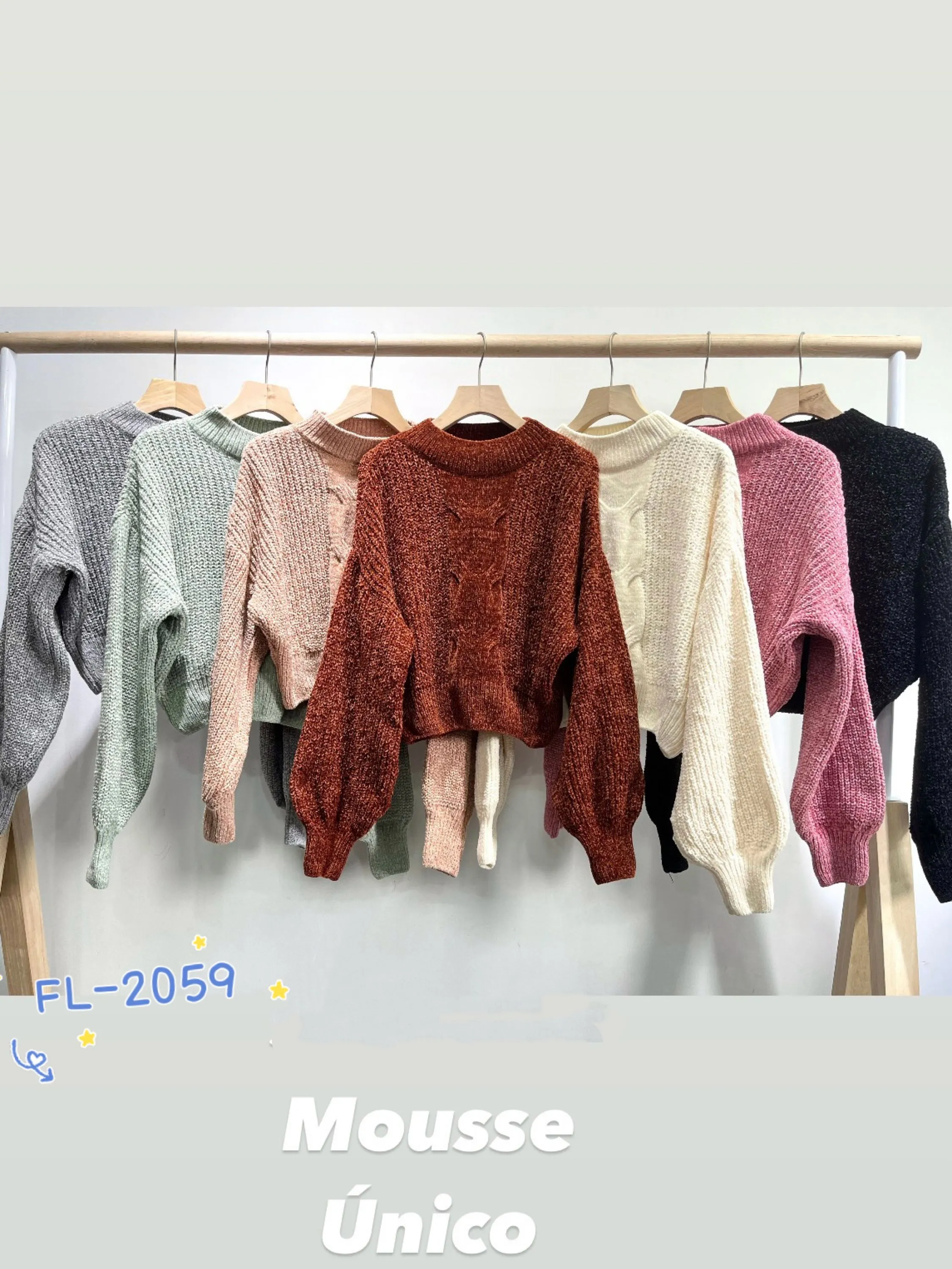 Blusa chenille mousse importado Flora 2059