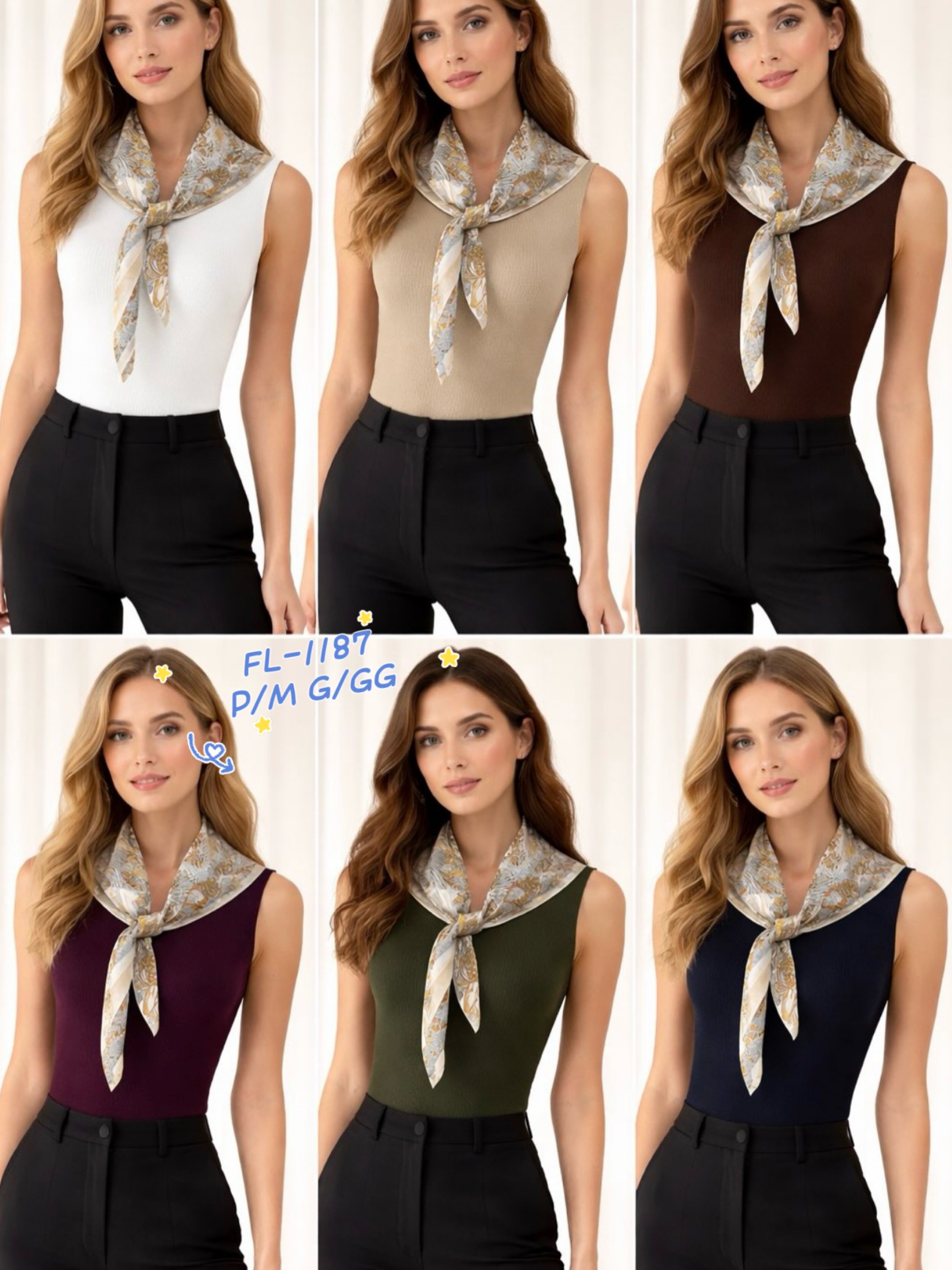 Blusa regata com Lenço junto de modal importado 1187