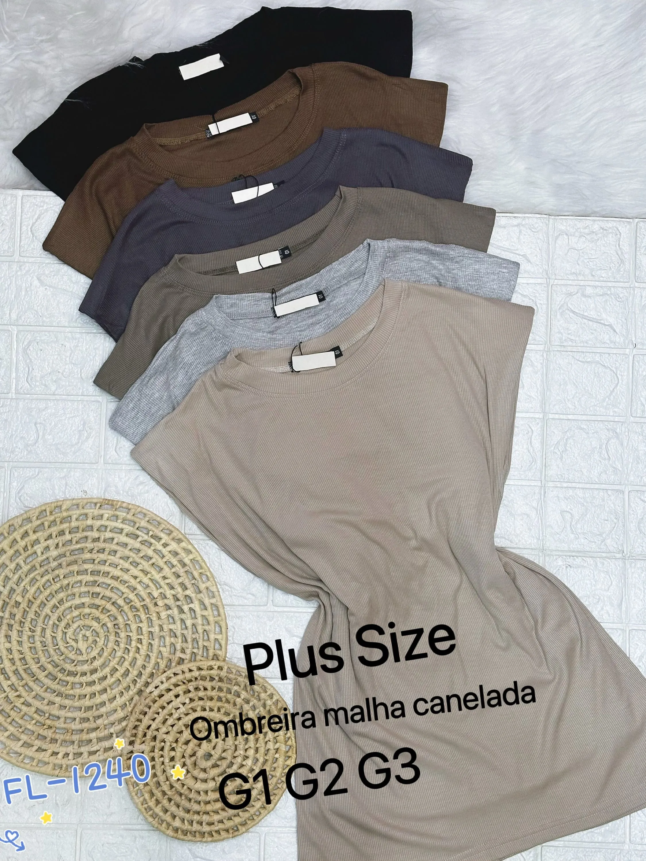 Plus Size ombreira malha canelada importado Flora 1240