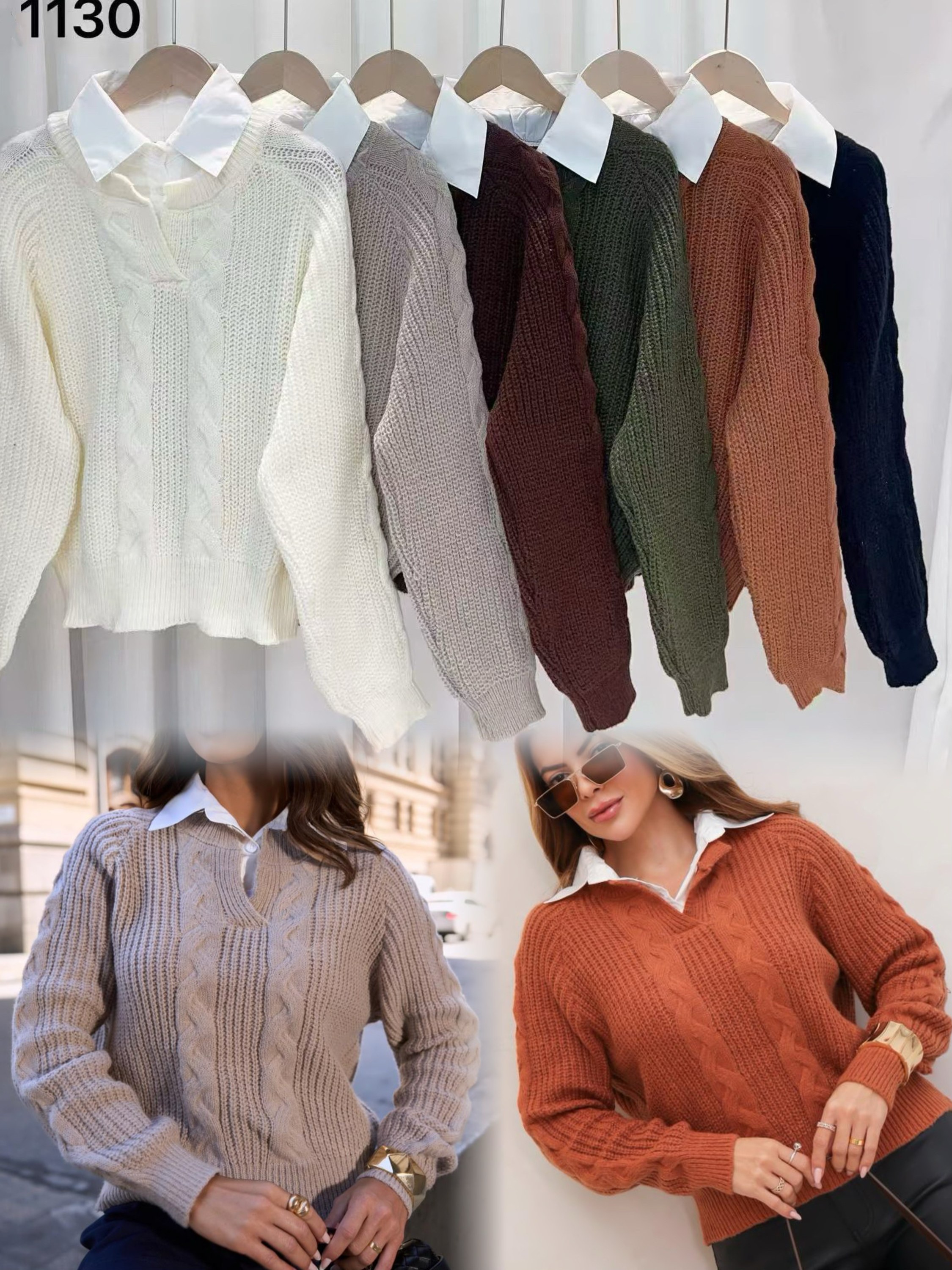 Blusa de tricô grosso importado 1130