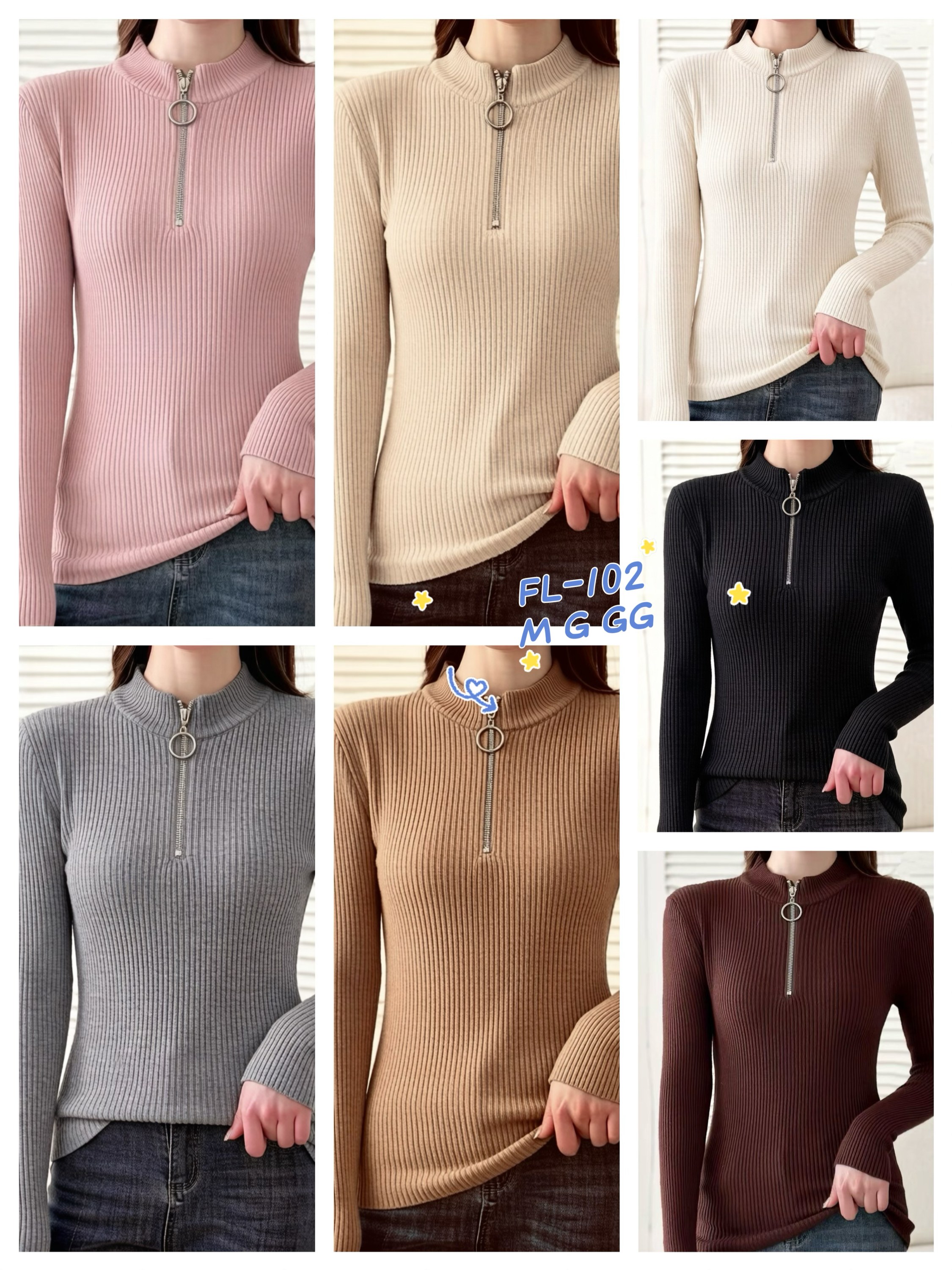 Blusa de modal com zíper importado 102