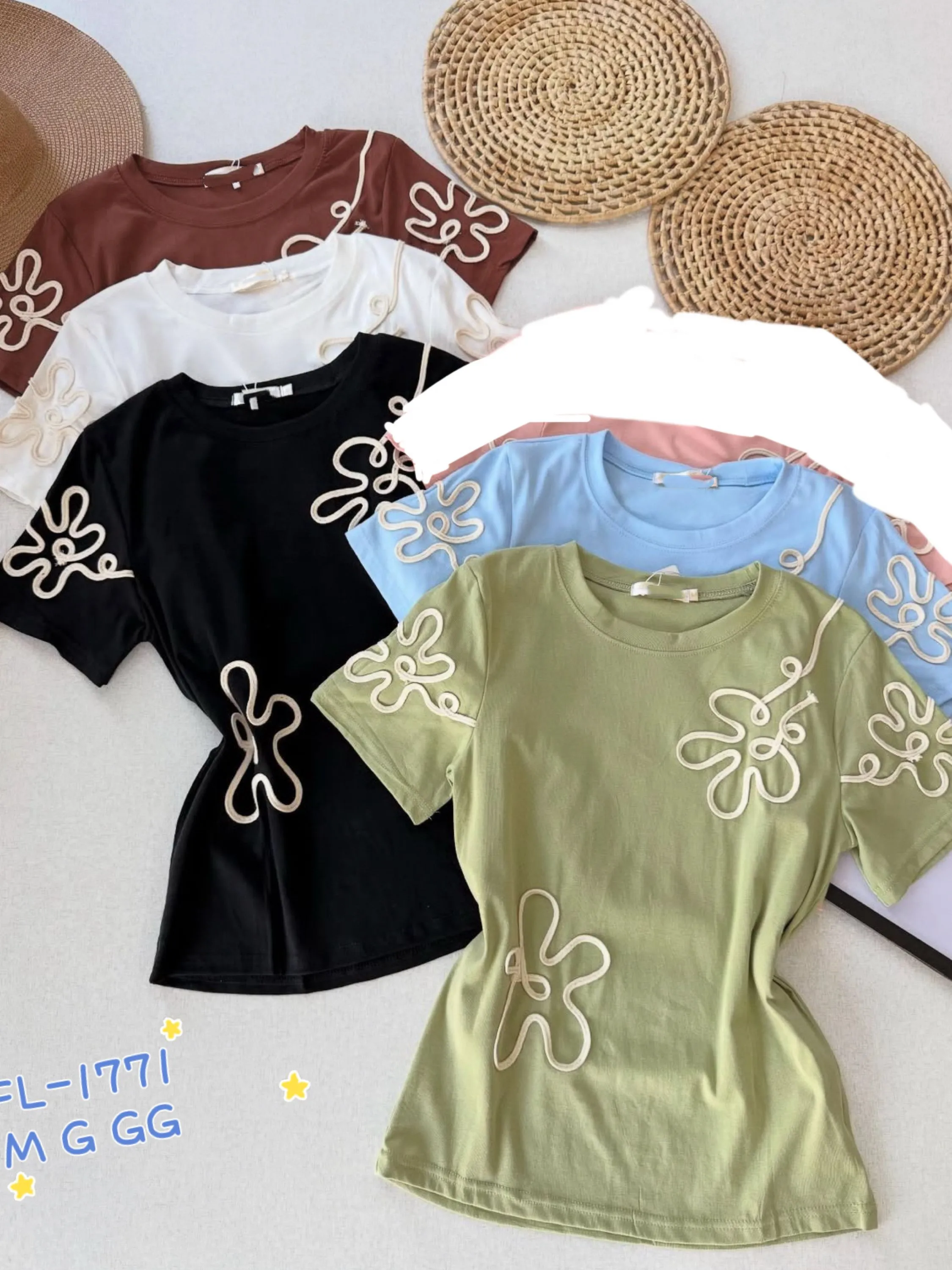 Blusa de algodão canelado importado Flora 1771