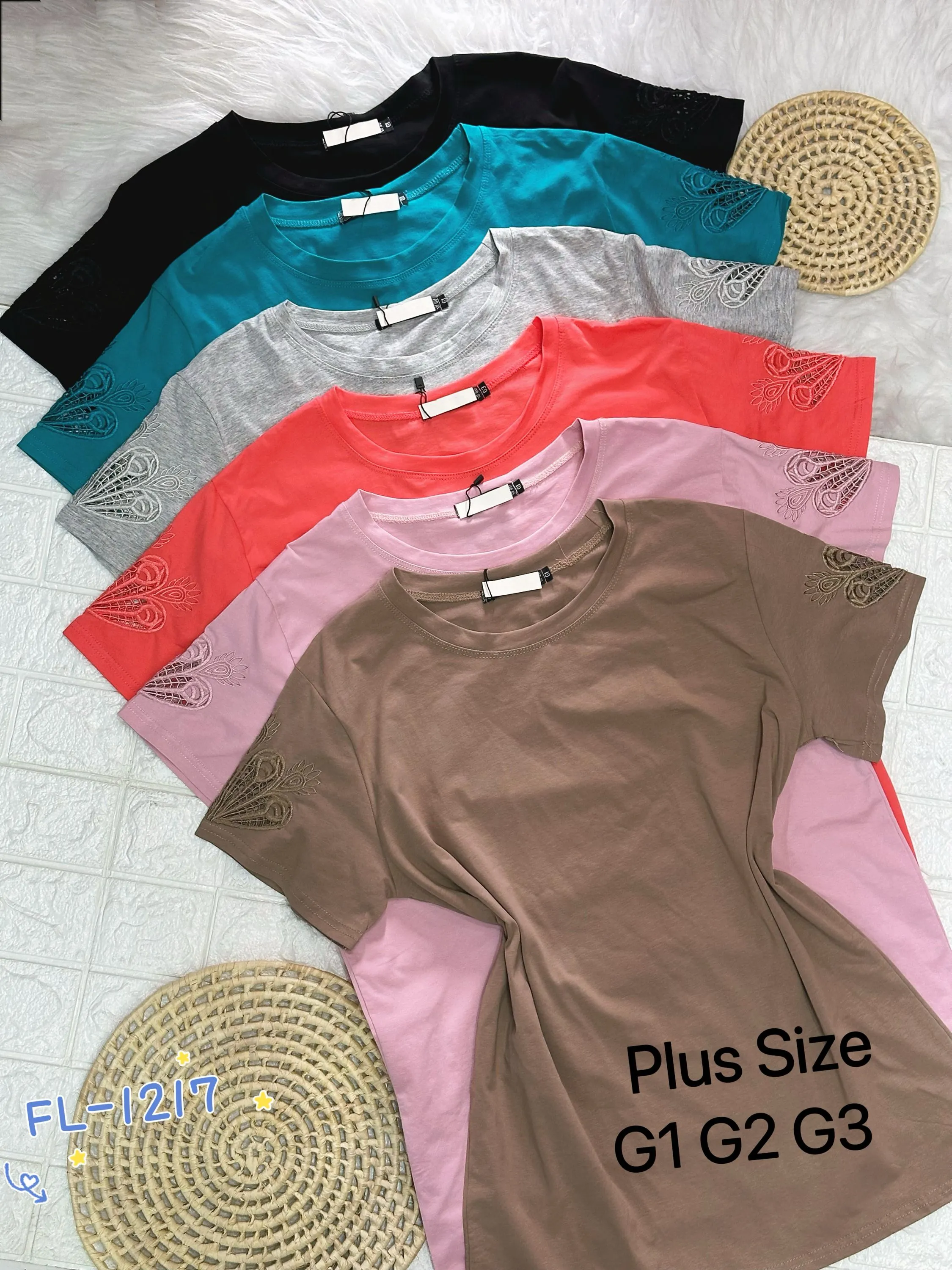 Blusa Plus Size T-shirts algodão importado Flora 1217