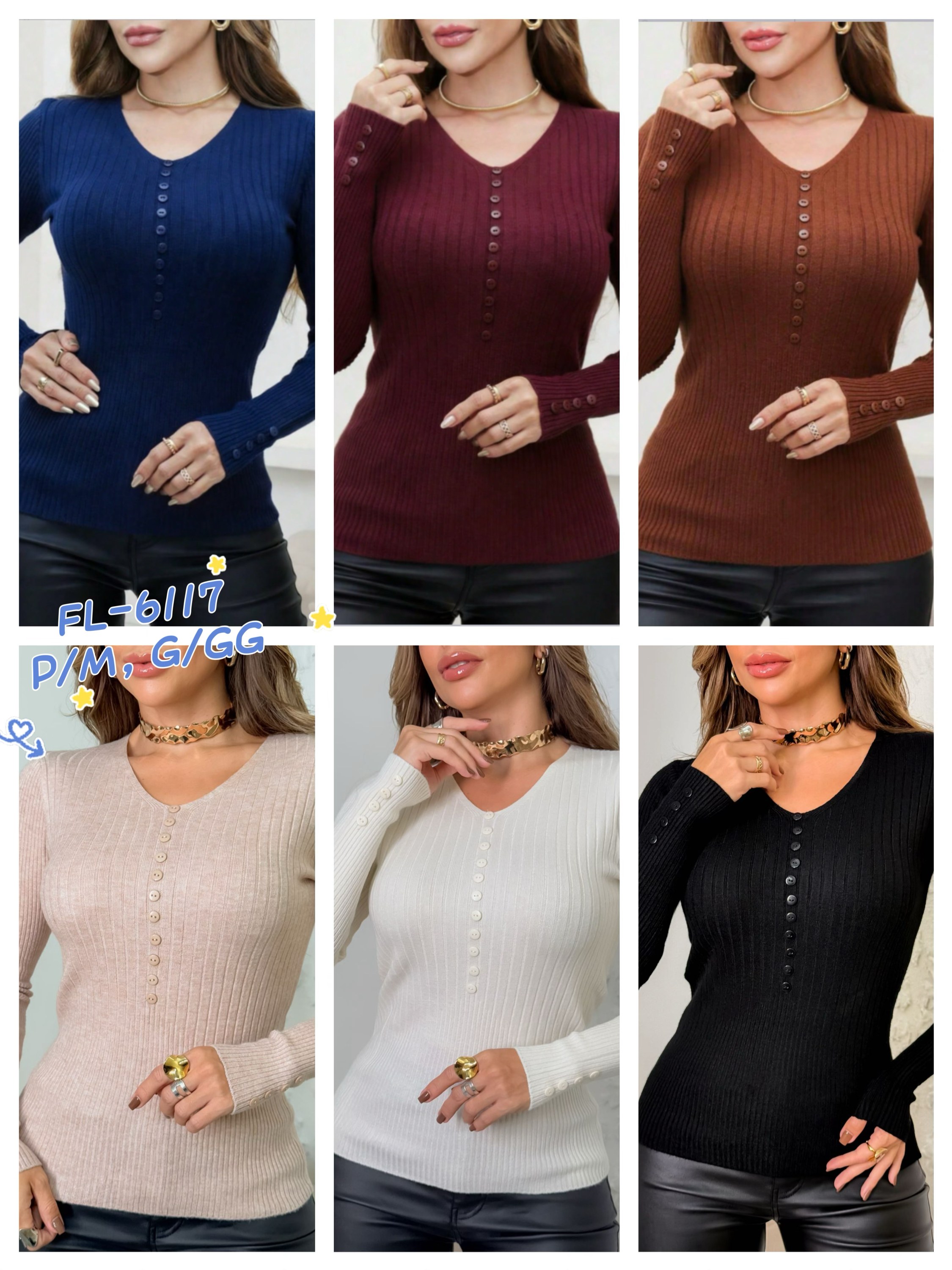 Blusa de modal com botões importado 6117