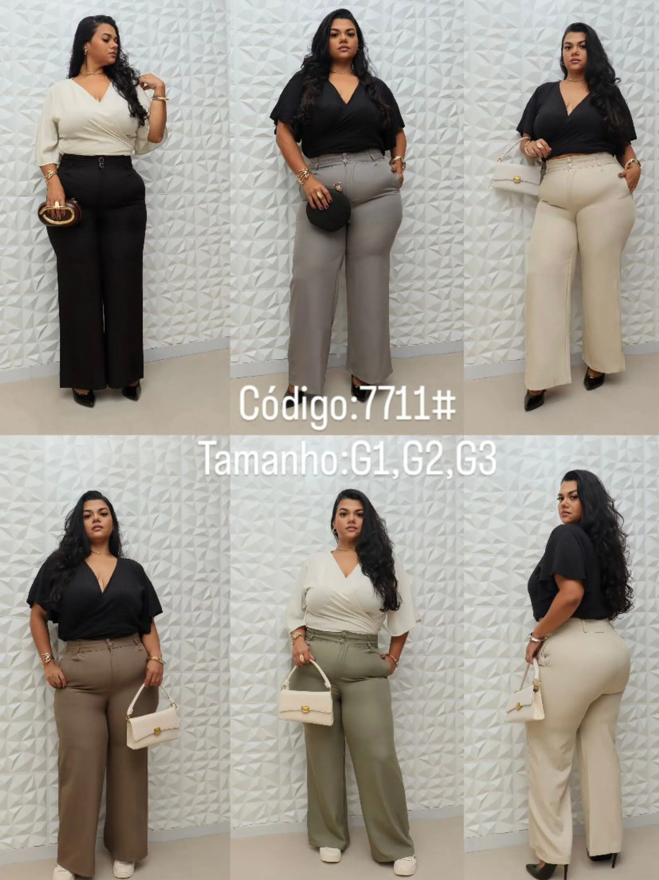 Plus size calça de alfaiataria importado Flora 7711