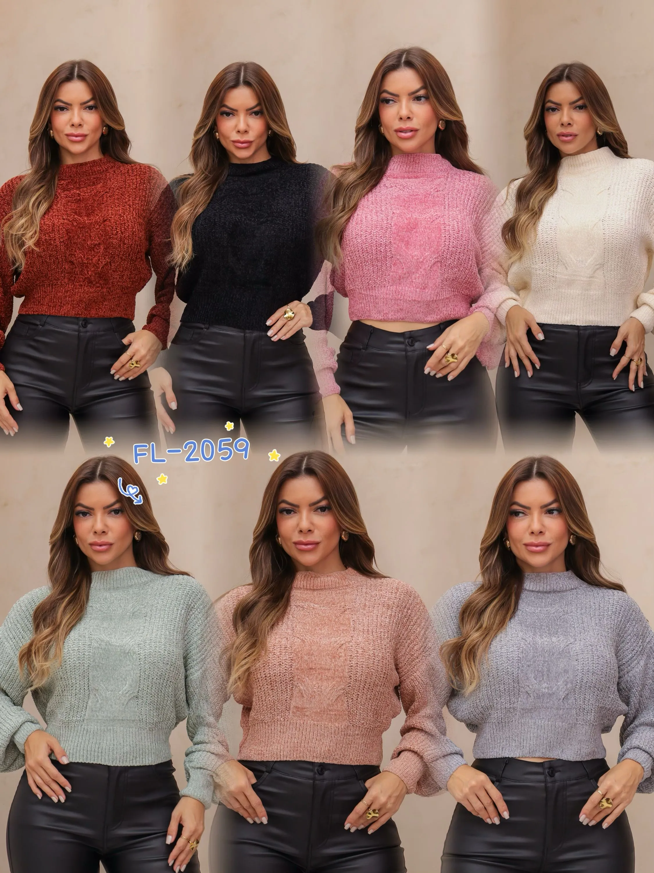 Blusa de chenille mousse importado Flora 2059