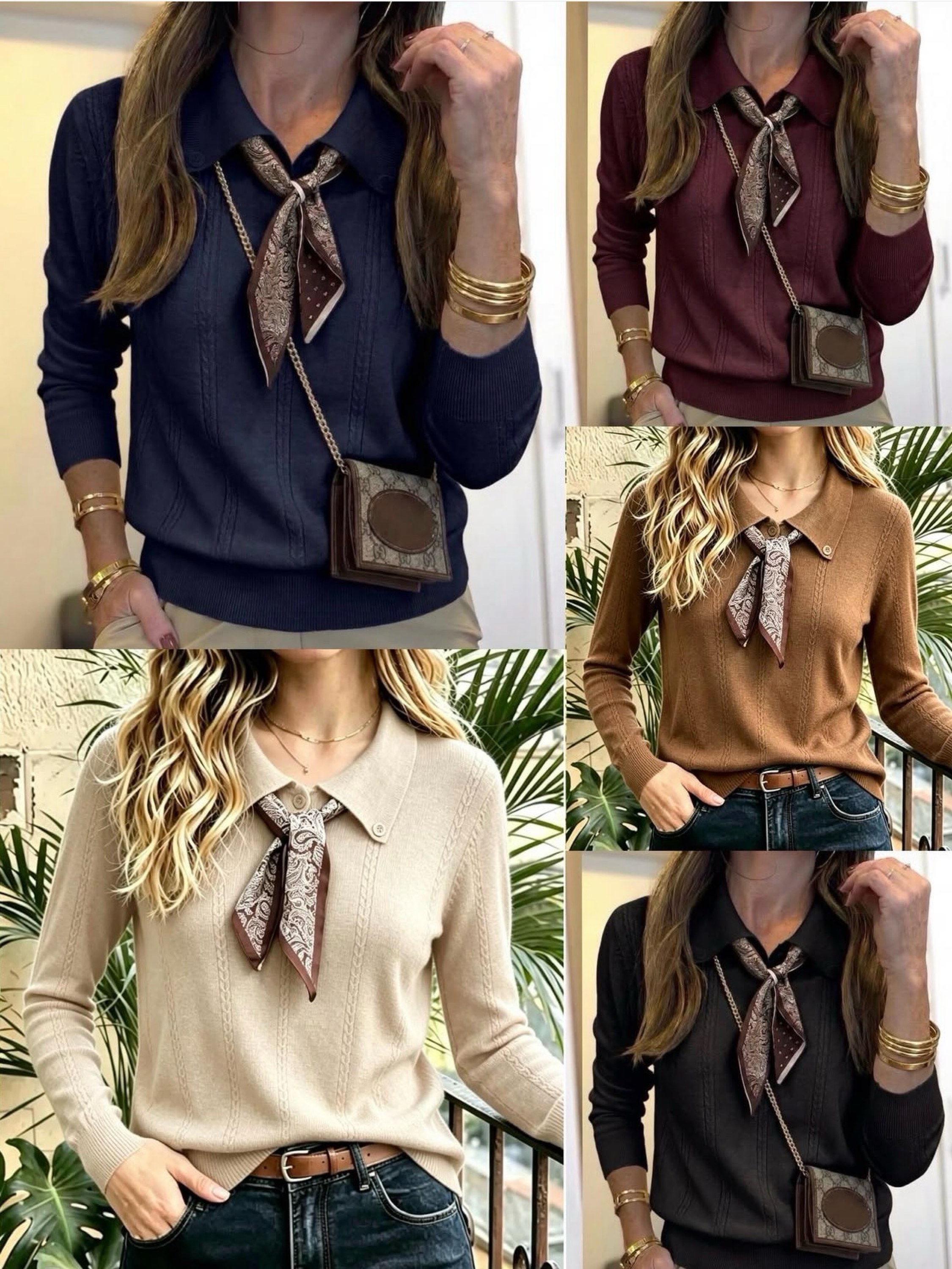 Blusa de modal com lenço removível importado 1561