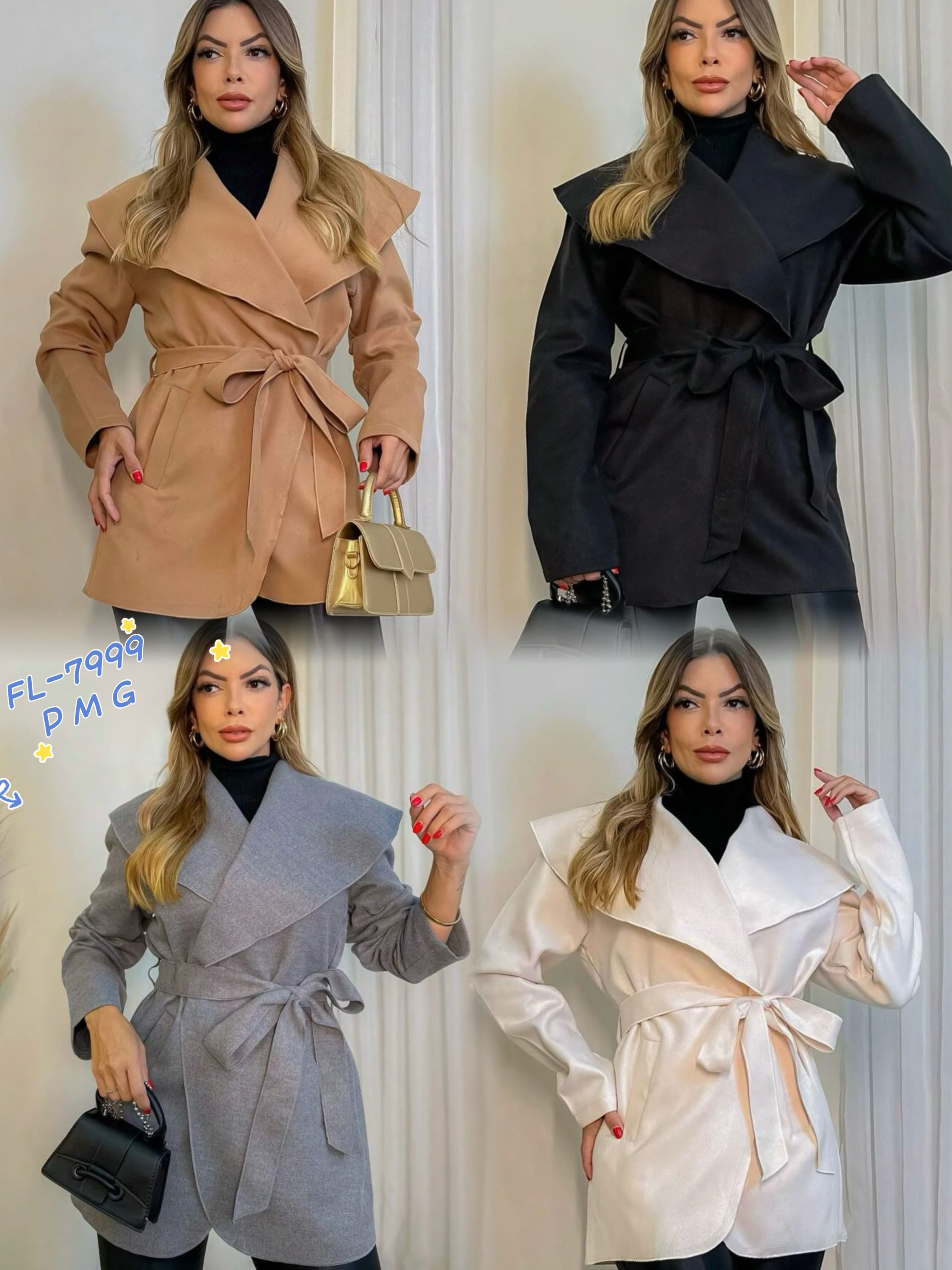 Casaco de lã de batida importado 7999