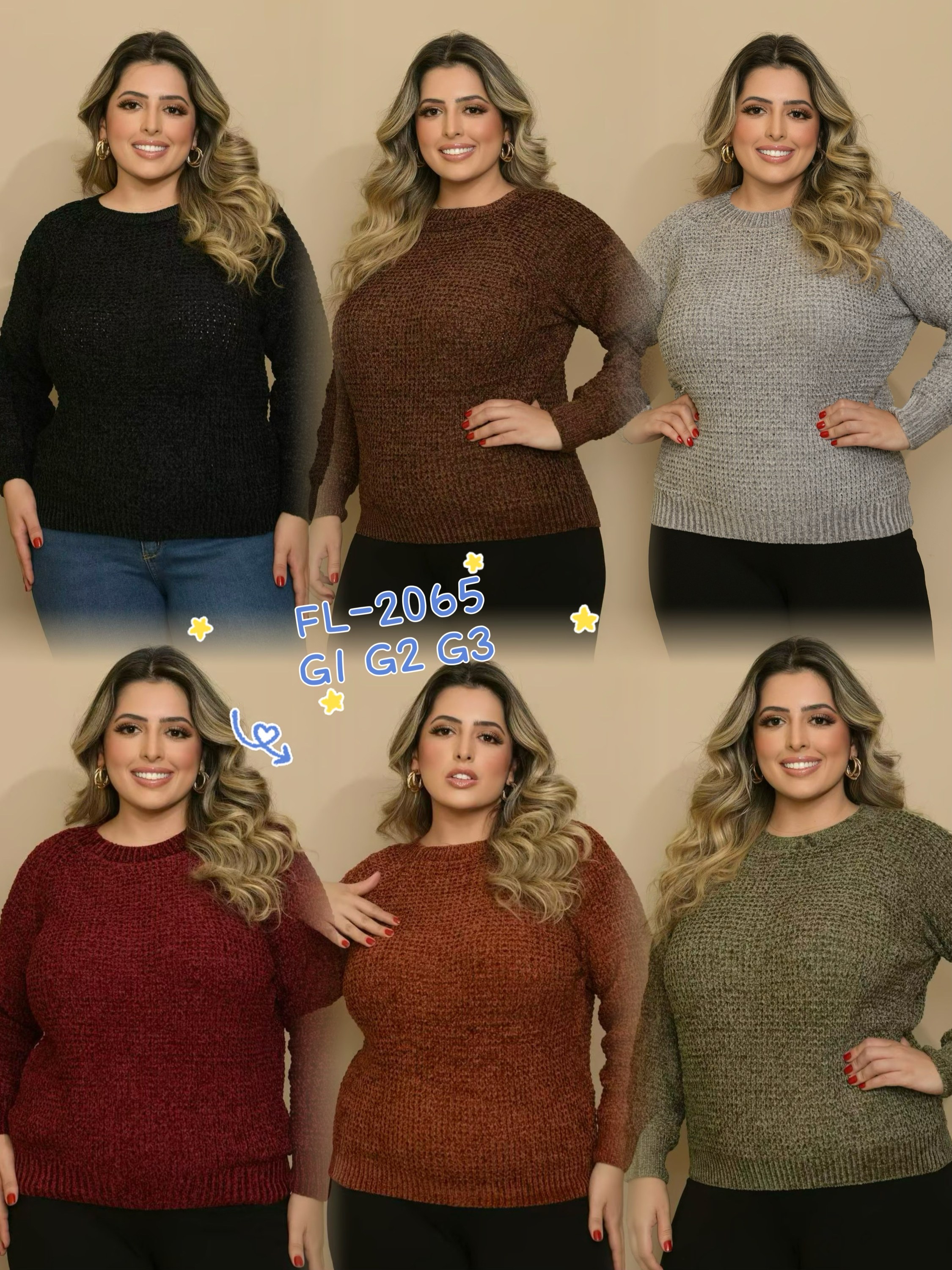 Plus Sise Blusa de mousse importado 2065