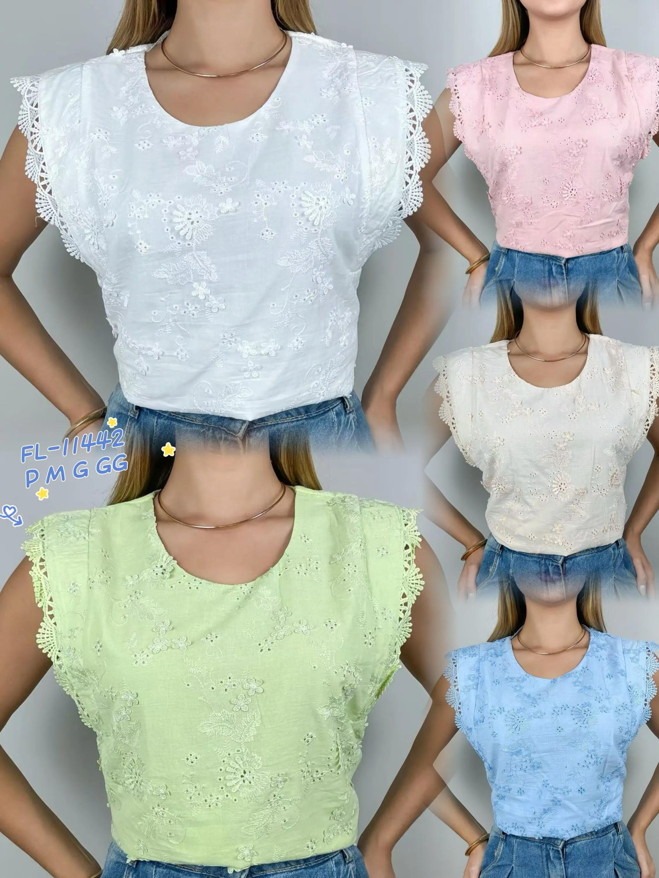 Blusa de leise com bordado importado 11442