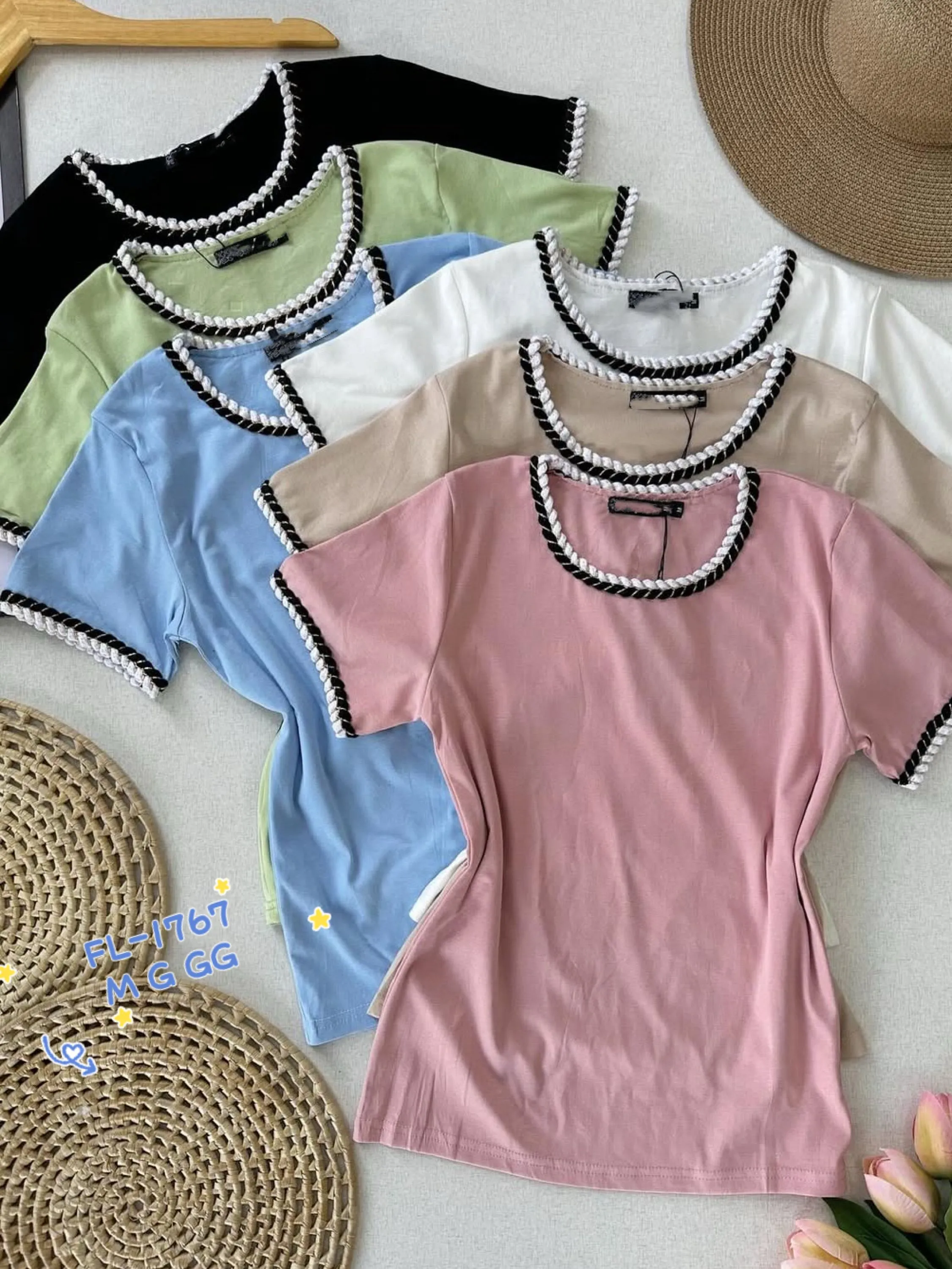 Blusa algodão canelada importado Flora 1767