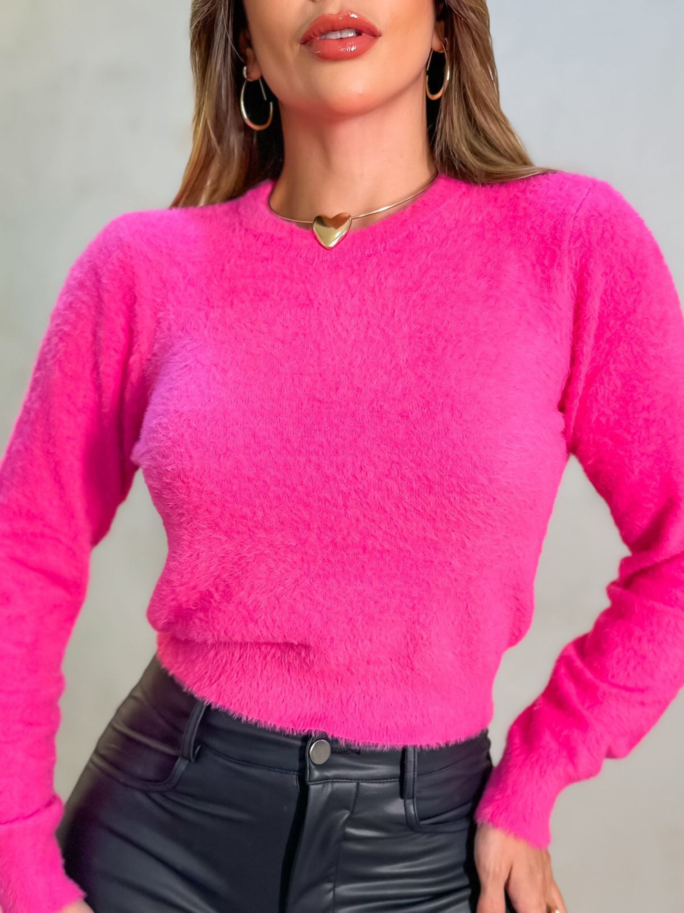 Blusa Cropped de pelinho grosso importado 6012