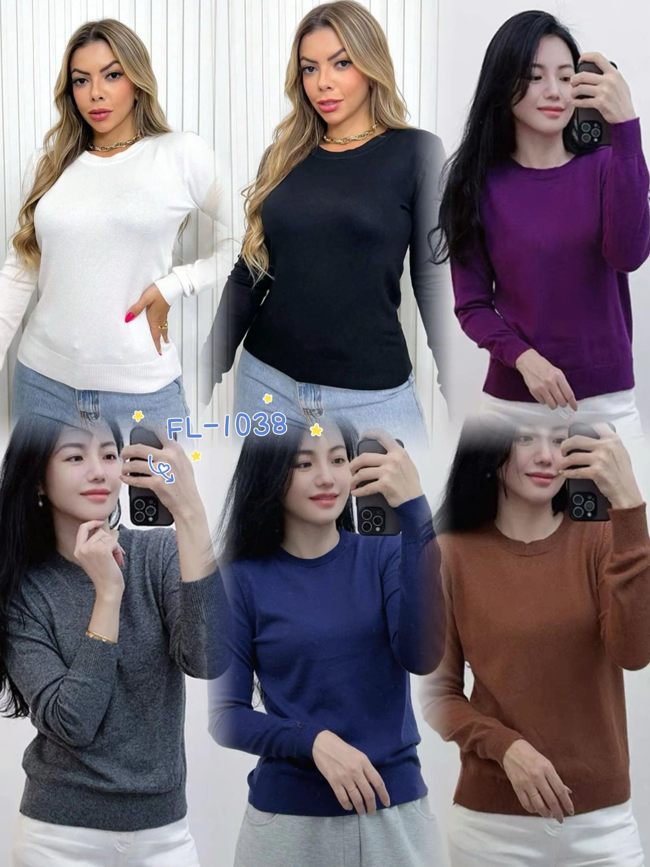 Blusa básica gola U modal importado Flora 1038