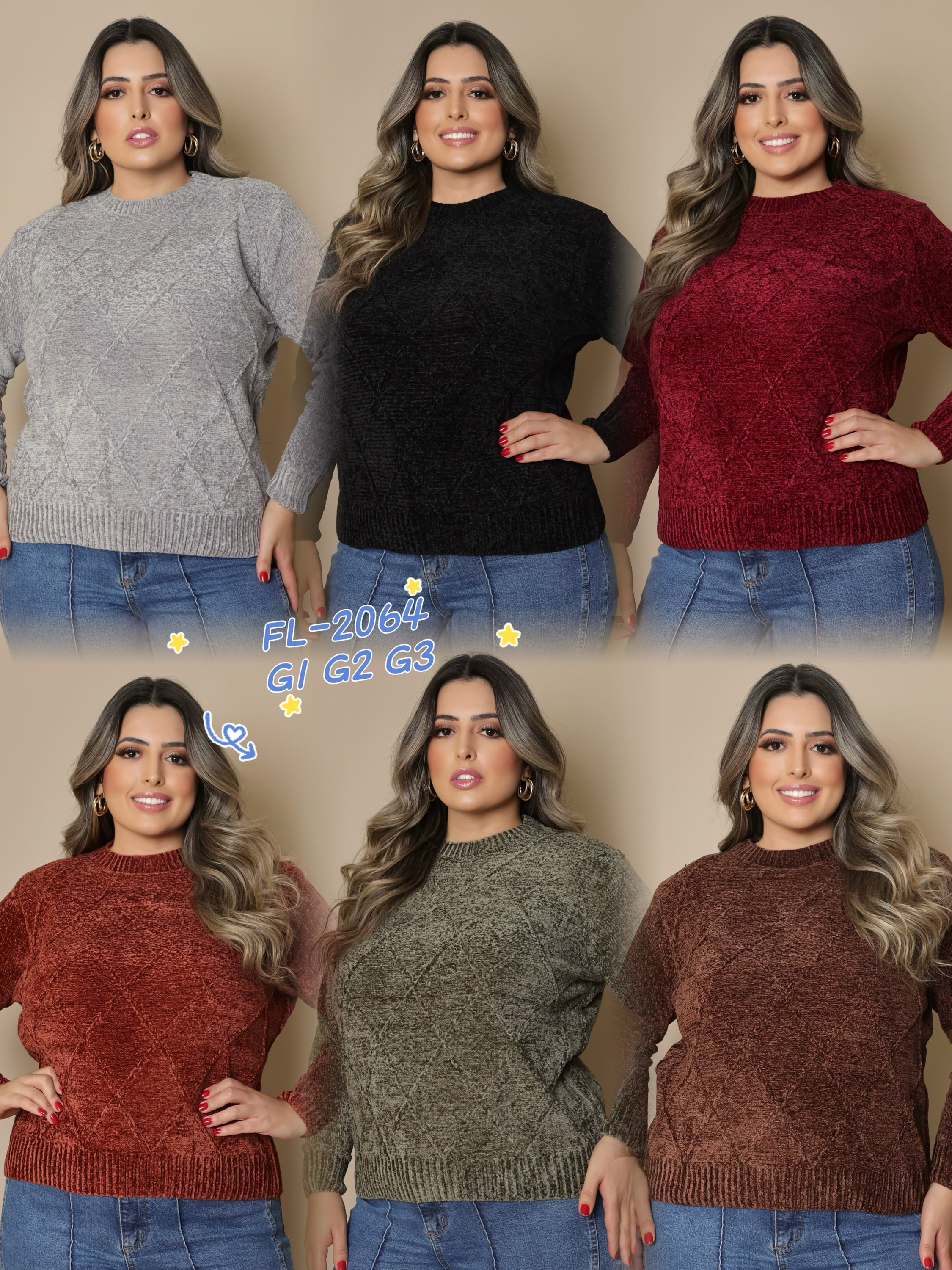 Plus Size Blusa de mousse importado 2064