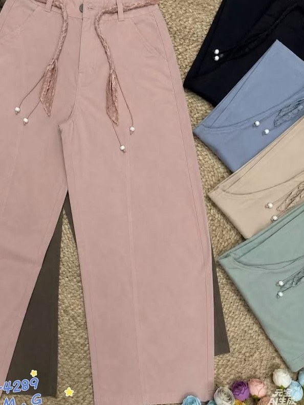 Calça barrel de linho com elastano com cinto 4289